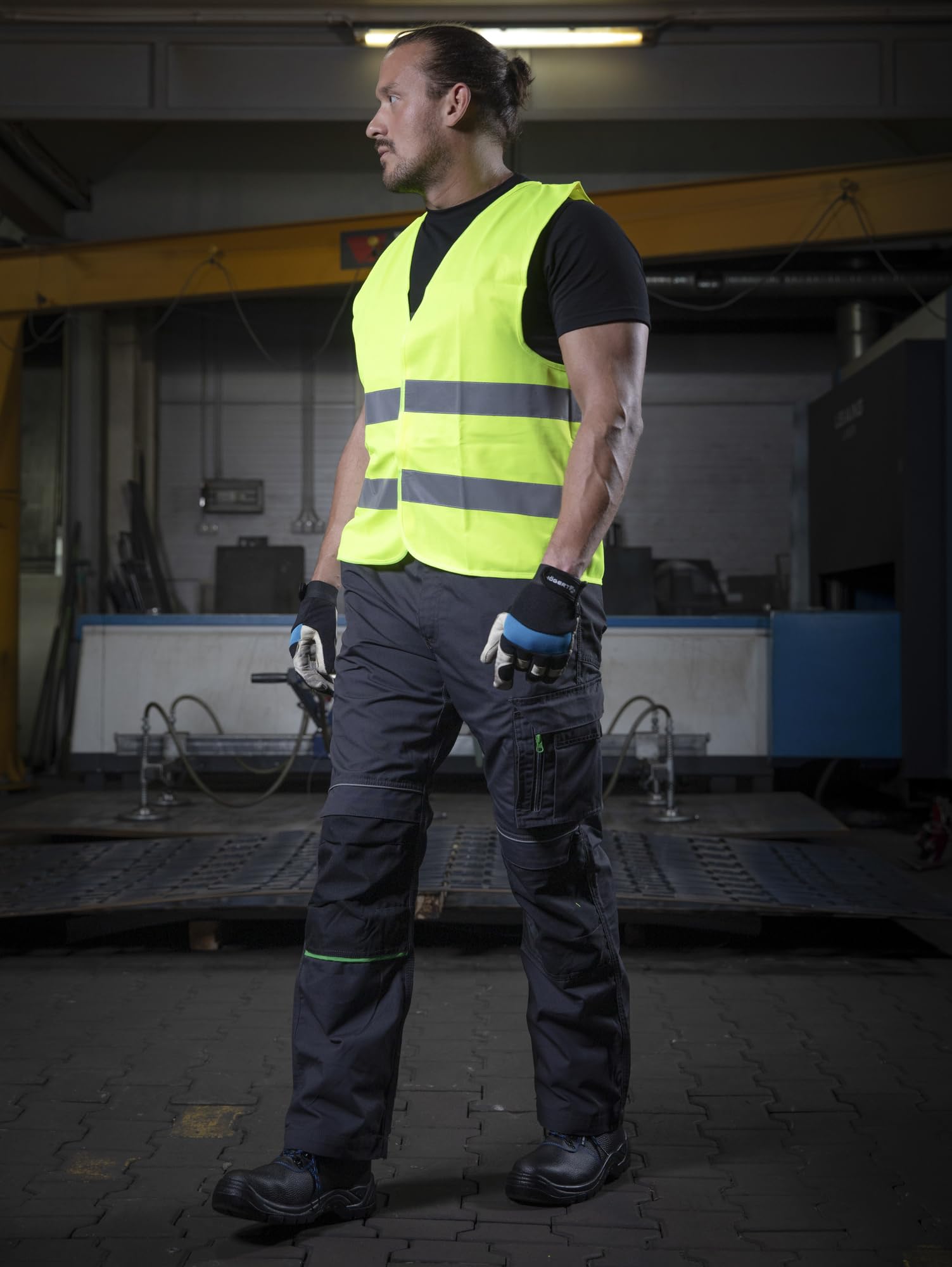 Högert Technik Arbeitshose LEMBERG, Oxford 300D Knieverstärkung, Reflektoren, Viele Taschen, 270 g/m², Bundhose für Handwerker, Dunkelgrau