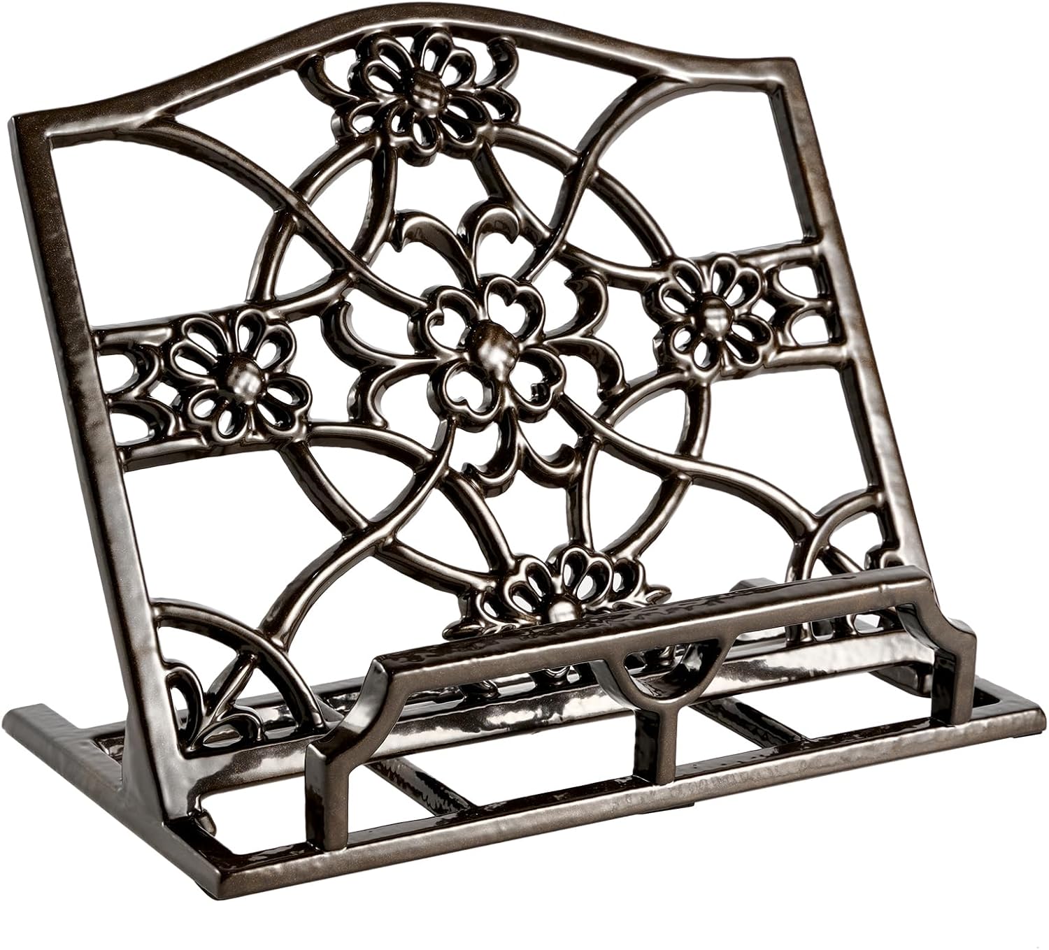 JOGREFUL Soporte para libro de cocina, soporte resistente de hierro fundido para libros de recetas, soporte para libros de recetas vintage, soporte