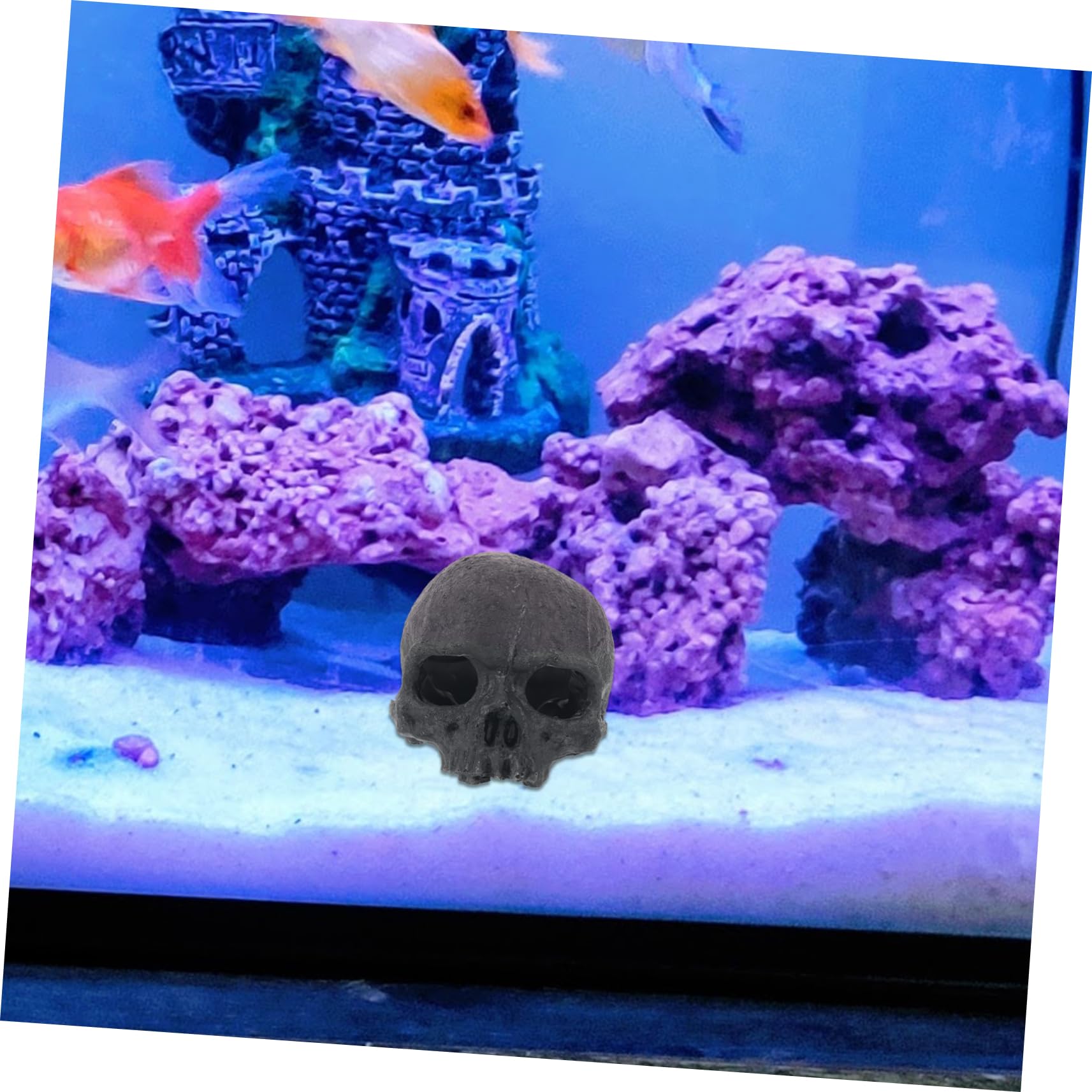 PRETYZOOM 5 Pezzi Decorazioni di Teschi di Acquari Terrarium Ornamento Dell'acquario del Cranio Rettile Scheletro Vasca Dell'acquario Decorativo Visualizzazione Impostore Black Resina