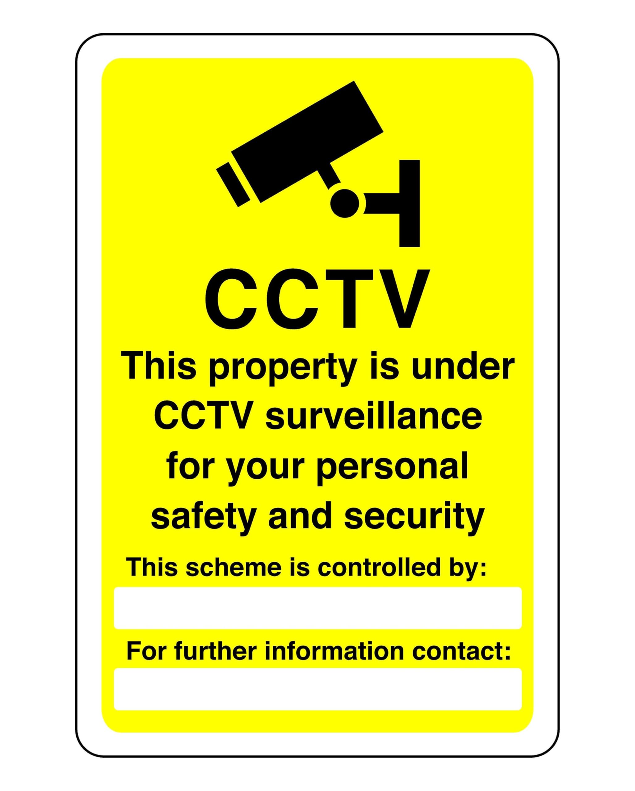 Safety First Display Ltd Yellow/Black Cctv This Property Is Under Cctv Surveillance Sign - 1.2Mm Rigid Plastic For Indoor/Outdoor Usage (400Mm X 300Mm) Viewing Distance Within 14M.