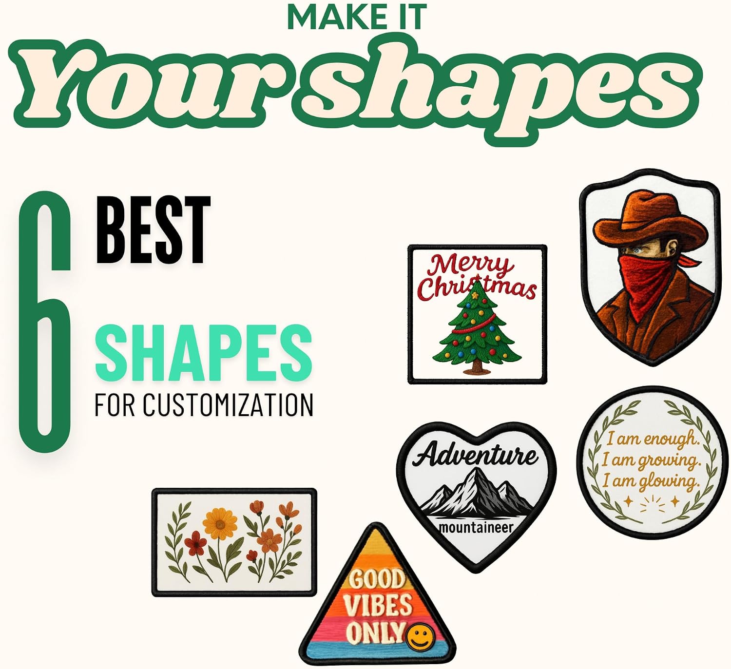 60 PCS Iron-On Sublimation Blank Patches – Mixed Shapes Polyester Fabric Patches for Hats, Backpacks, Clothes, DIY Crafts