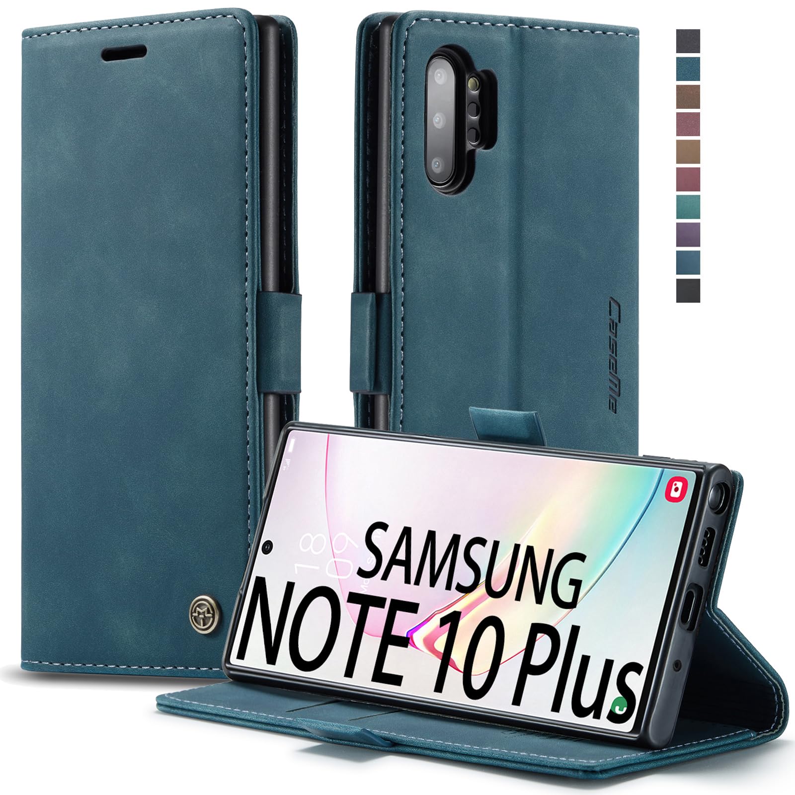 Samsung Galaxy Note 10+ Plus Wallet Case, Magnetic Stand Flip Protective Cover PU Leather Flip Case with ID & Credit Card Slots Cash Pockets for Samsung Galaxy Note 10 Plus(Blue)