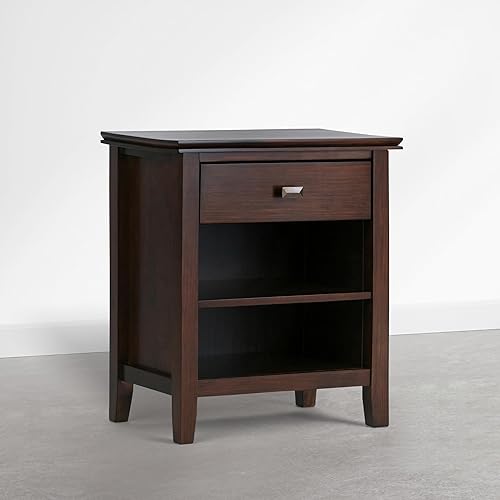 Miniatura 11 de SIMPLIHOME Mesa de Noche Artesanal - Mesita de Noche de Madera Sólida de 24 Pulgadas de Ancho en Blanco, Mesa Lateral o de Extremo Contemporánea