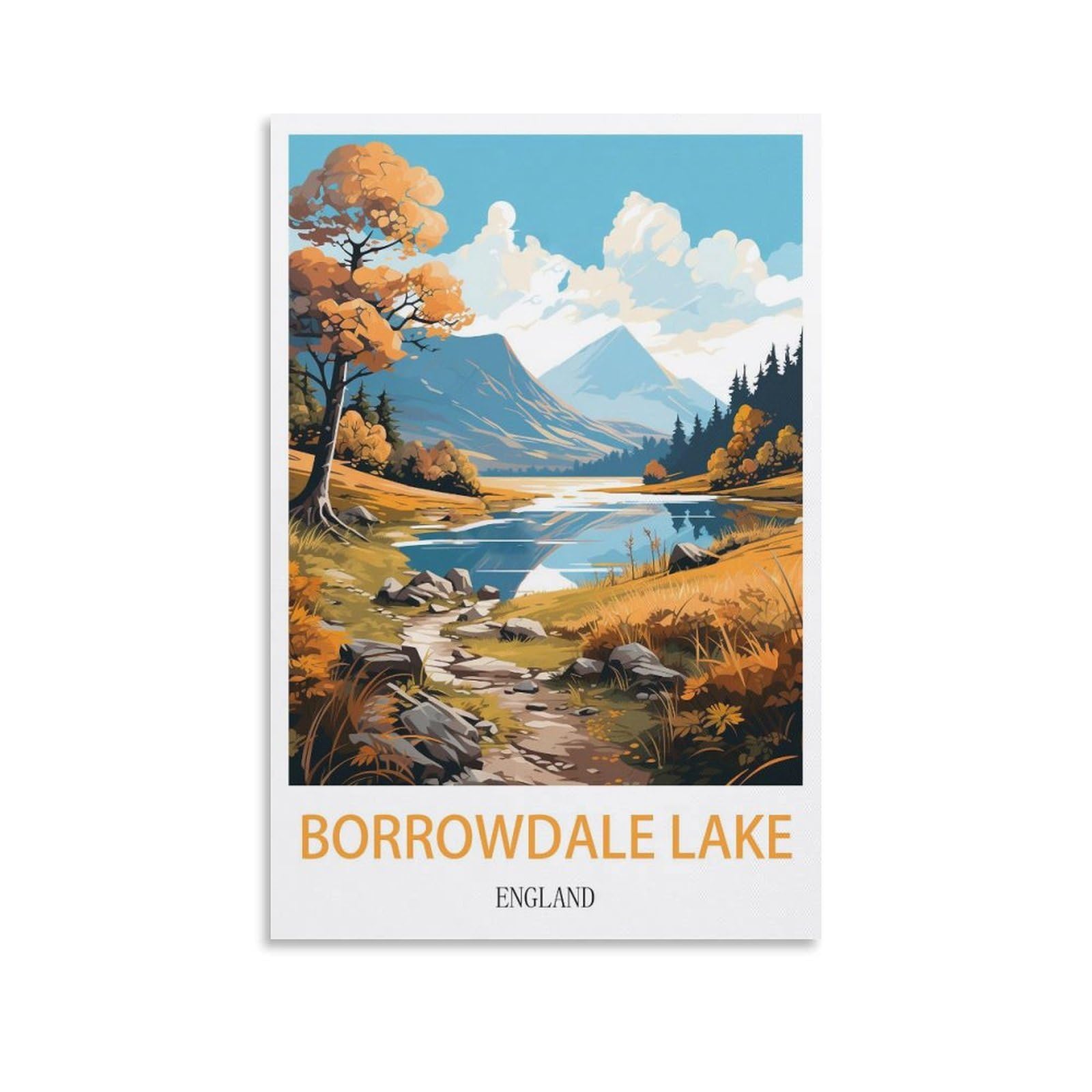 EZMLFA 5D Diamond Painting Kits for Adults,Borrowdale Lake England,DIY Full Round Drill Diamond Dot Gem Art Kits for Adults,Crafts for Decor 50x60cm