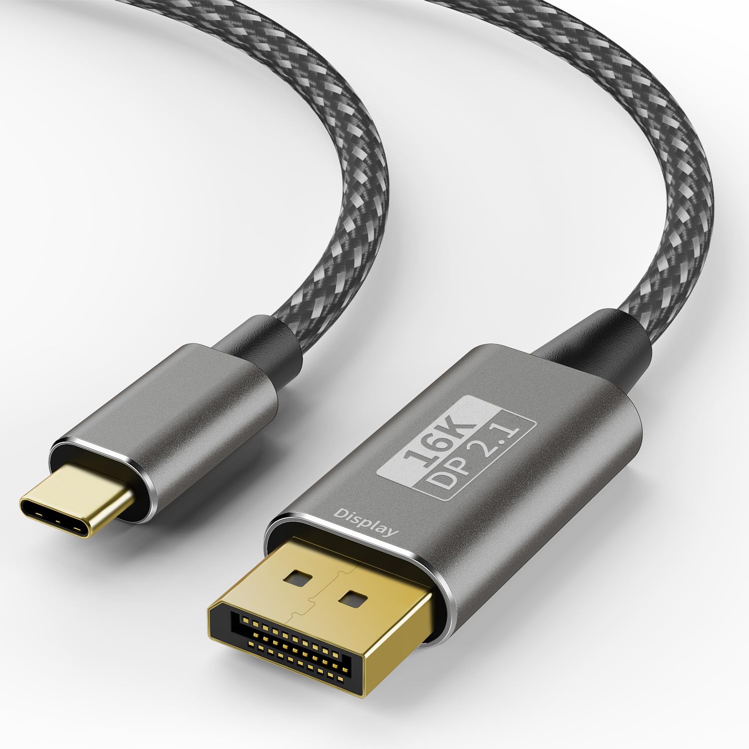 Cavo da USB C a DisplayPort 2.1, 3 m, 16 K a 30 Hz, 8 K a 120 Hz, 4 K a 240 Hz, 40 Gbps ad alta velocità da tipo C a DisplayPort, cavo da USB-C a DP per Thunderbolt 3/4/5, iPhone 16/15, Galaxy S24