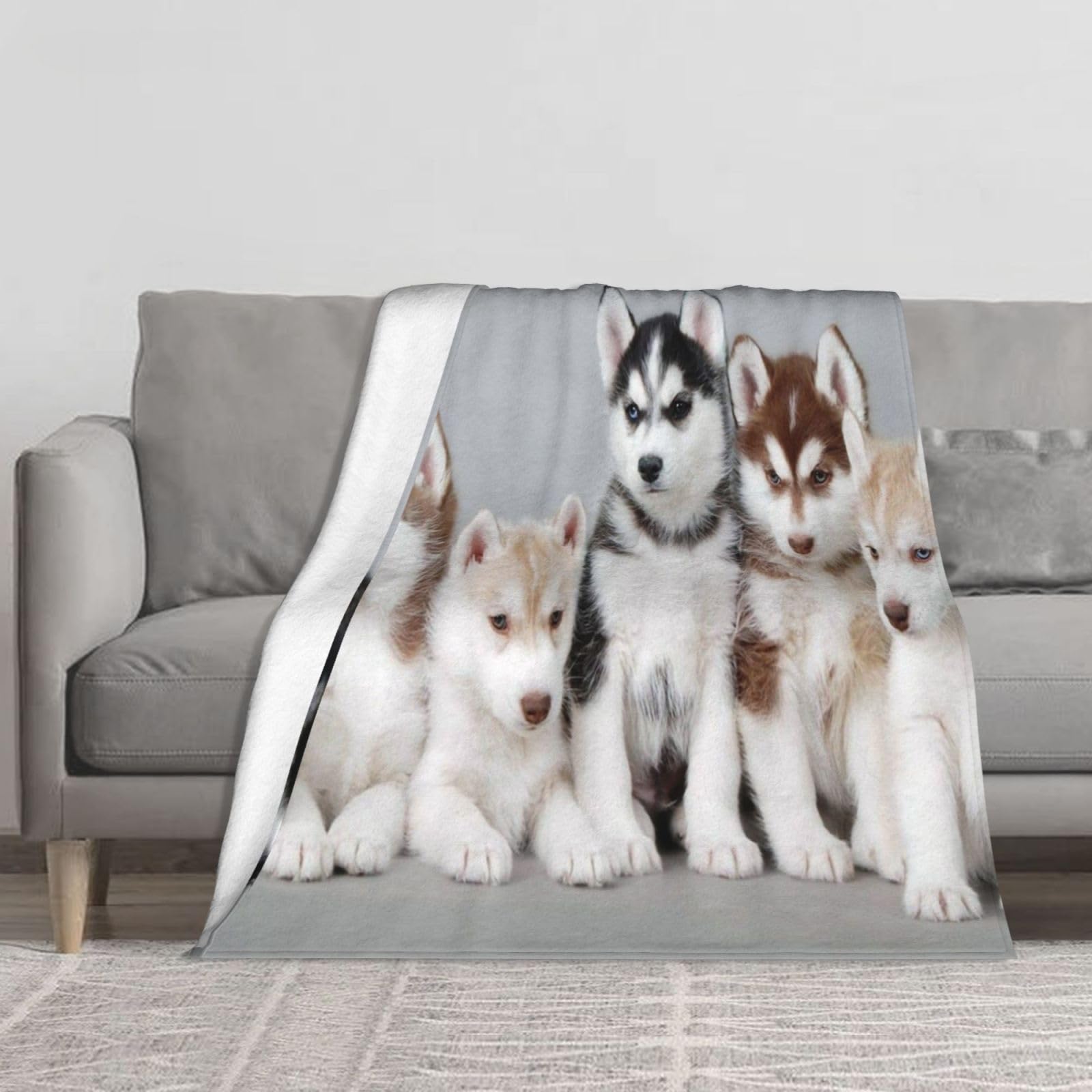 Couverture husky flanelle douce couverture chaude grand plaid canapé