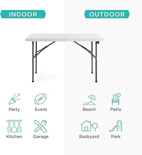 Miniatura 4 de Mesa plegable portátil de plástico Best ChoiceProducts para interior o exterior picnics campamentos fiestas al aire libre 6 Blanco
