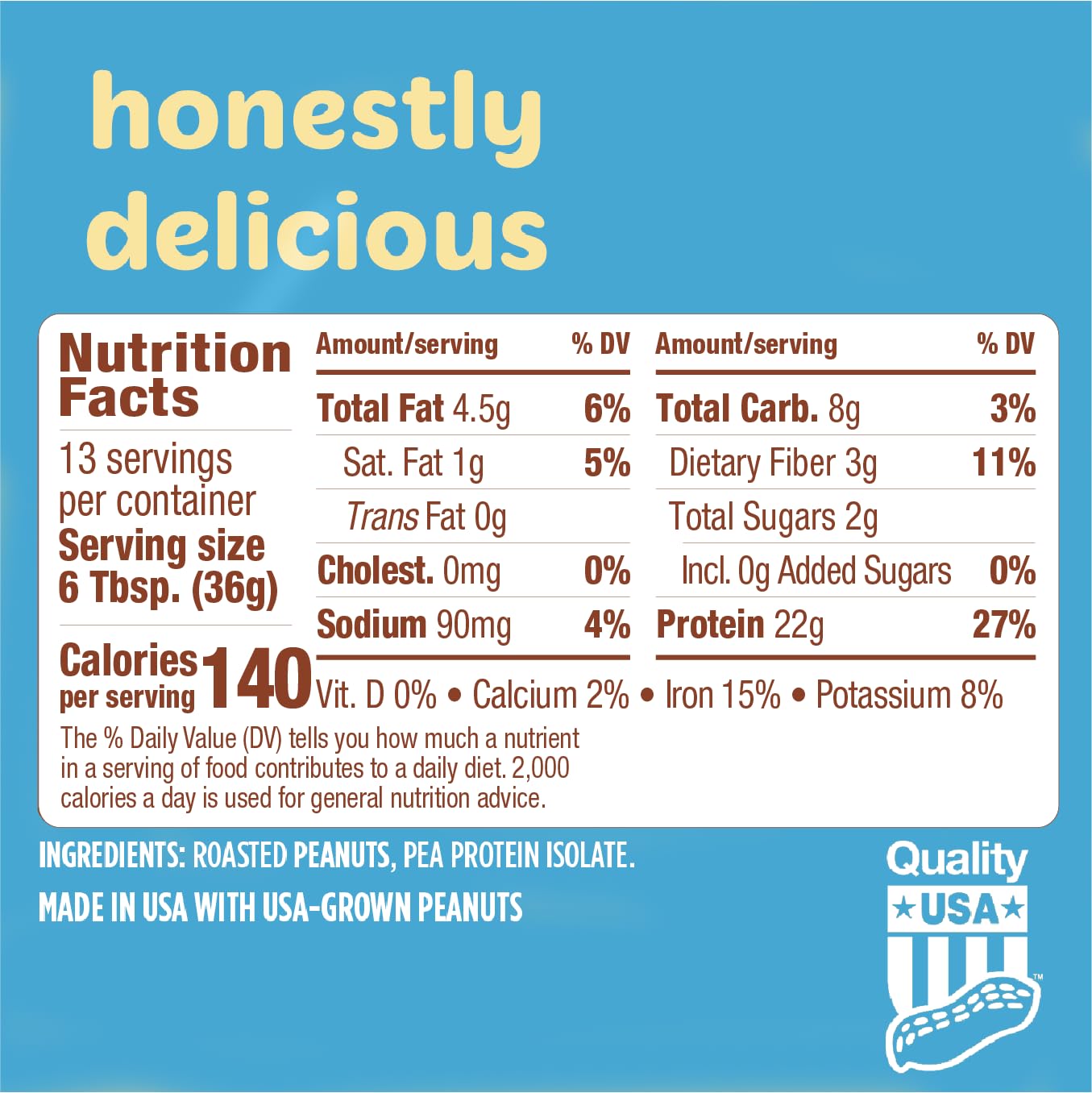 Tru-Nut Poudre de Protéines de Cacahuete, 454 g - 61% de protéines végétaliennes - sans édulcorants - idéal pour les smoothies et les shakes protéinés - sans gluten