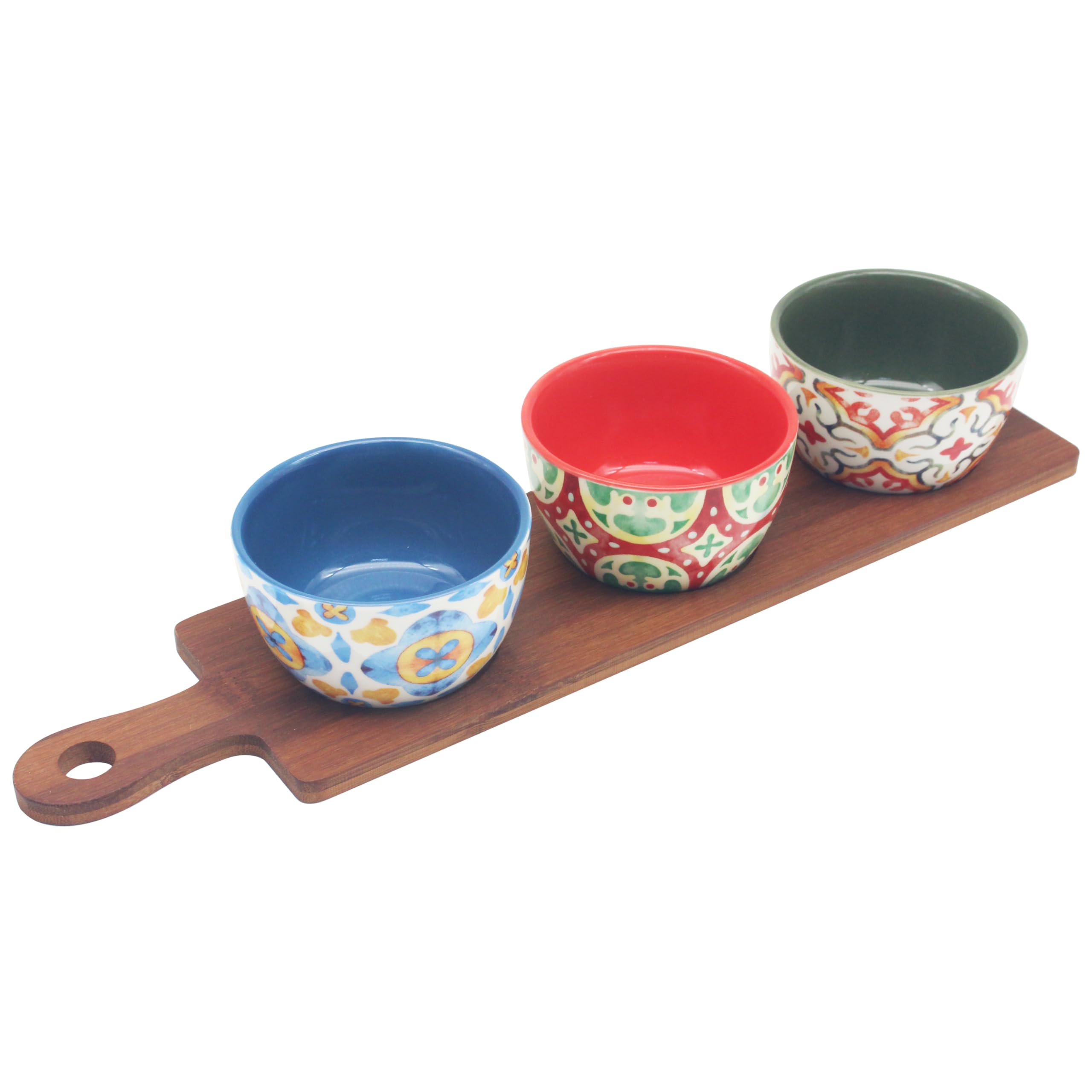 The Leonardo Collection Tuscany Housewares Stoneware Tuscany Bowls On Tray Set 3 for Home and Restaurants | Microwave & Dishwasher Safe Everyday Crockery for Cereal, Pasta, Noodle, and Fruits