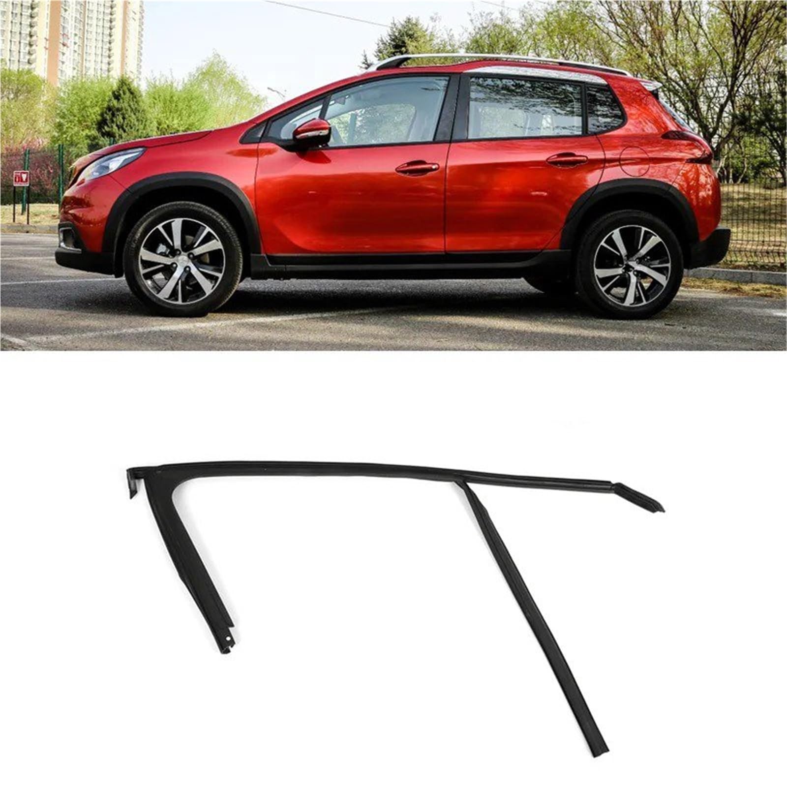 Voiture Fenêtres Joint Bande Caoutchouc Supérieure Fenêtre Avant/arrière Scellage Porte Lève-vitre Rainure Guidage Bac À Boue Voiture Pour Peugeot 2008(À droite)