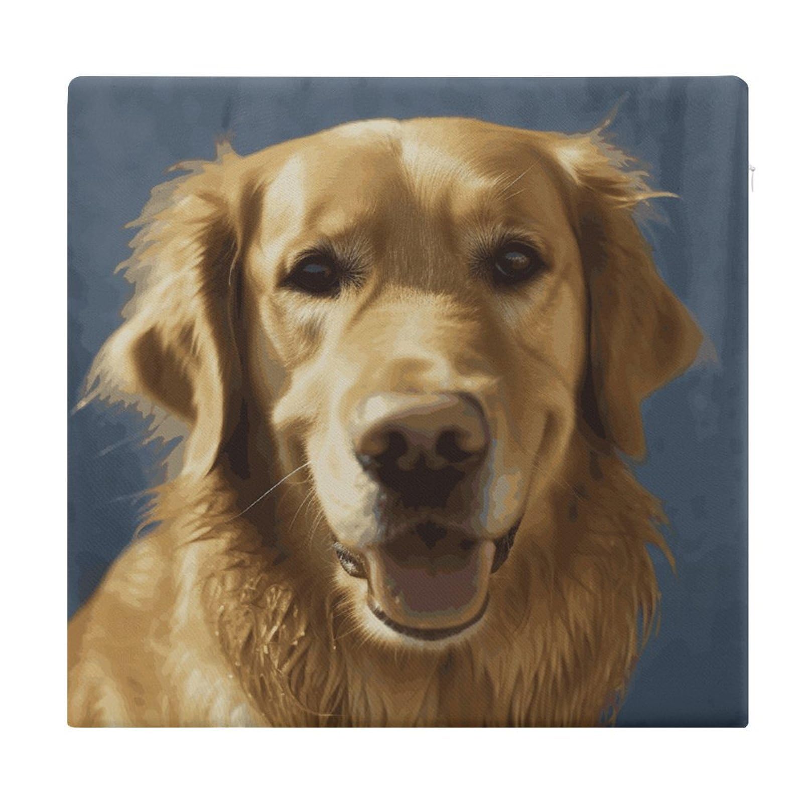 MUSM Golden Dog Chair Cushions Square Indoor Dining Chair Pads Breathable Seat Cushion Memory Foam Pad Ultra Soft Warm Floor Cushion for Kitchen Office Car 13.8”x15”