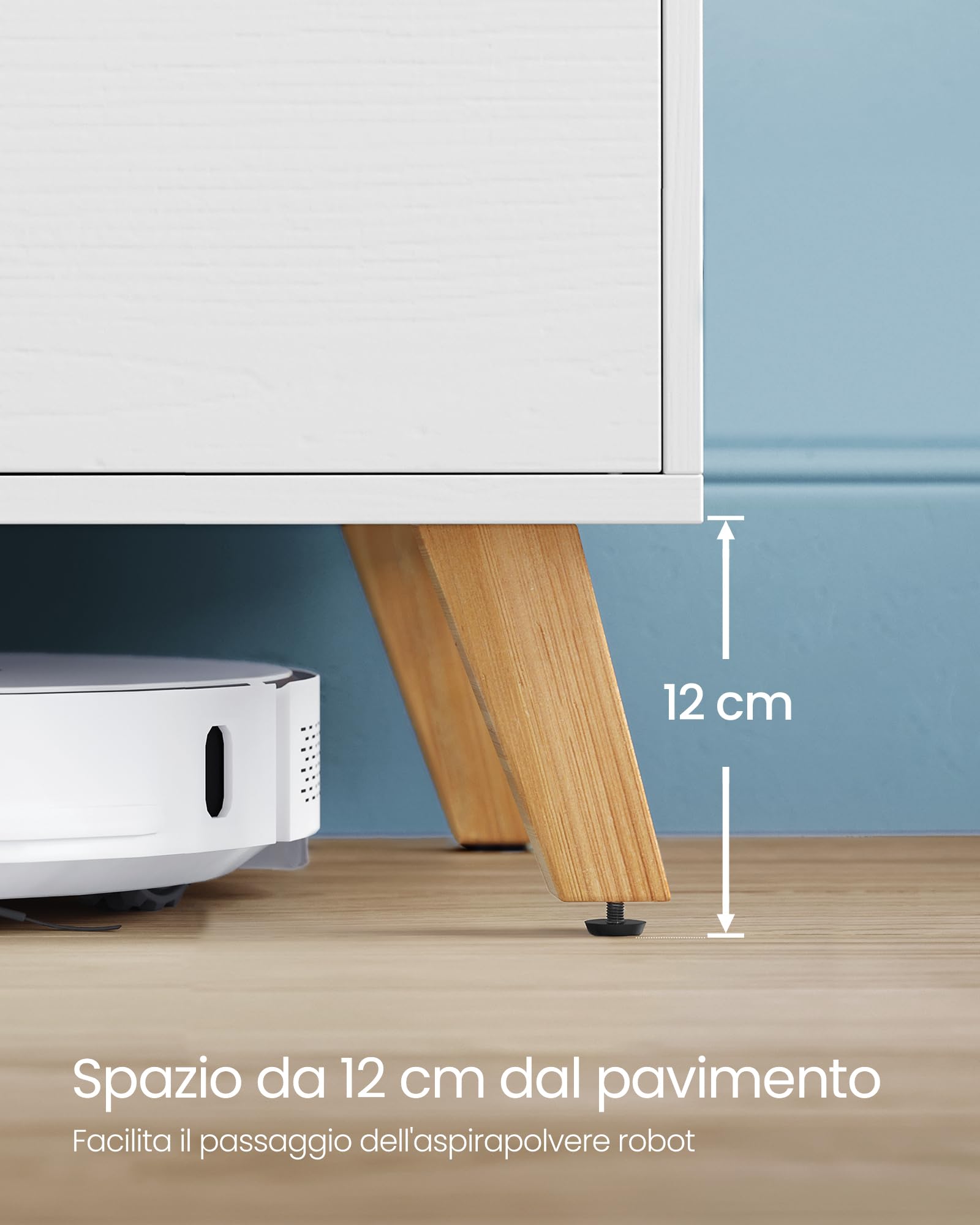 VASAGLE Mobile TV per Televisore fino a 65 Pollici, Armadietto per TV con 2 Ante, Ripiani Regolabili, Lungo 160 cm, per Soggiorno, Camera da Letto, Bianco Neve LTV030W01