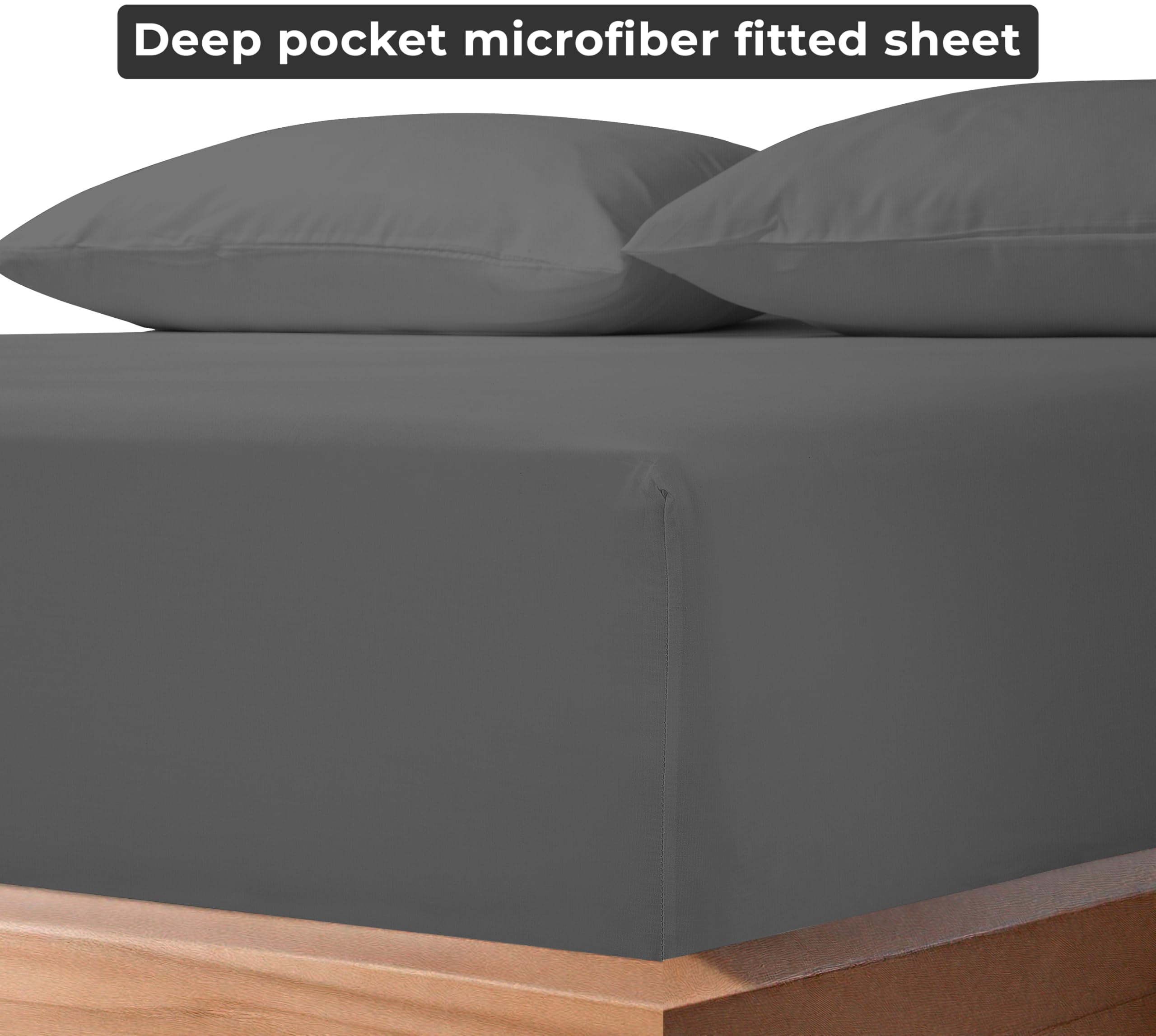 ROYALE LINENS 2er-Pack Spannbettlaken, elastische Spannbettlaken, nur für Doppelbett, weich und atmungsaktiv, gebürstete 1800 Mikrofaser, schmutzabweisend, Hotelqualität, tiefe Tasche dehnbar bis 40,6