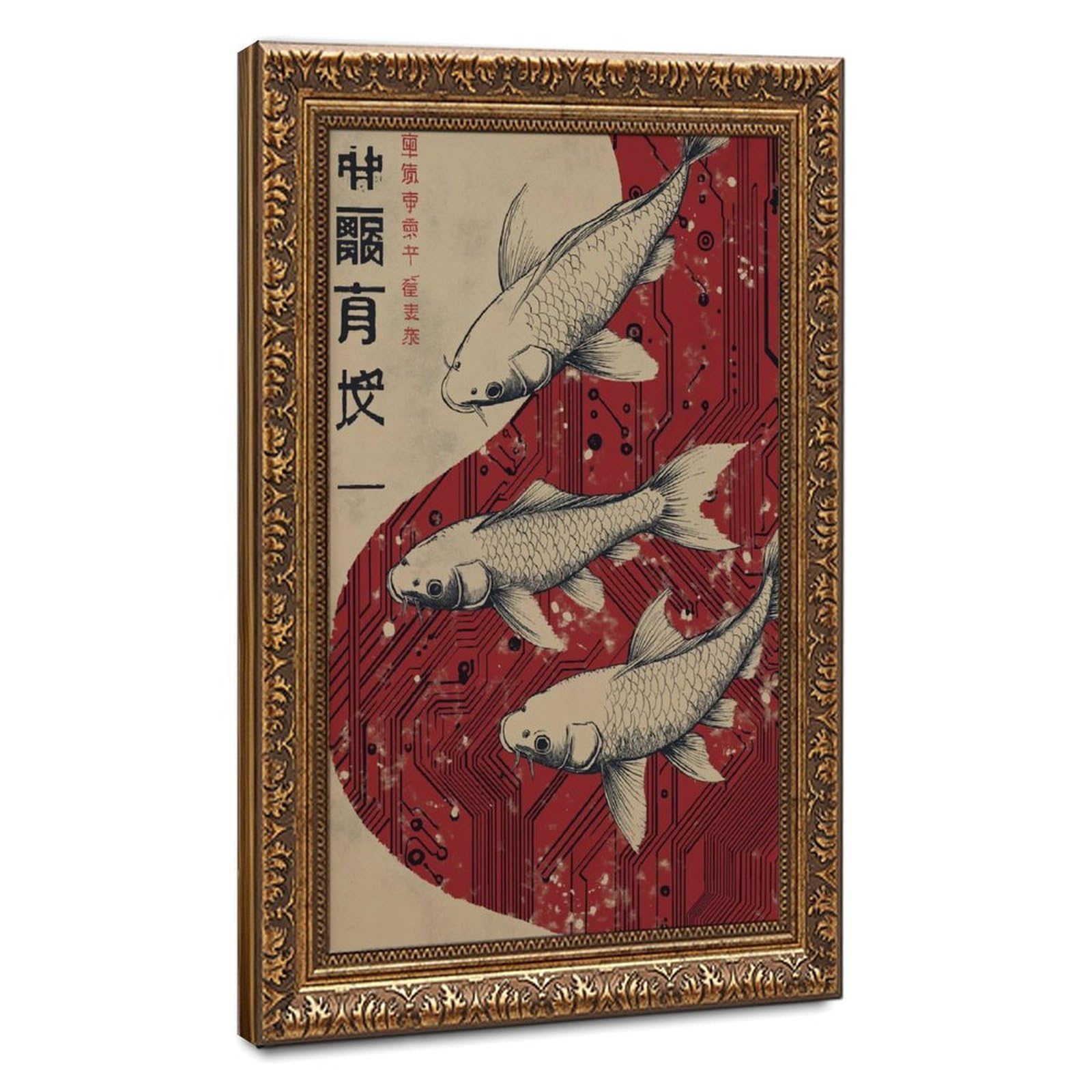 Bareronor Japanese Fish Poster (2) Canvas Poster Bedroom Decor Landscape Office Room Decor Gift 24" L X 36" W