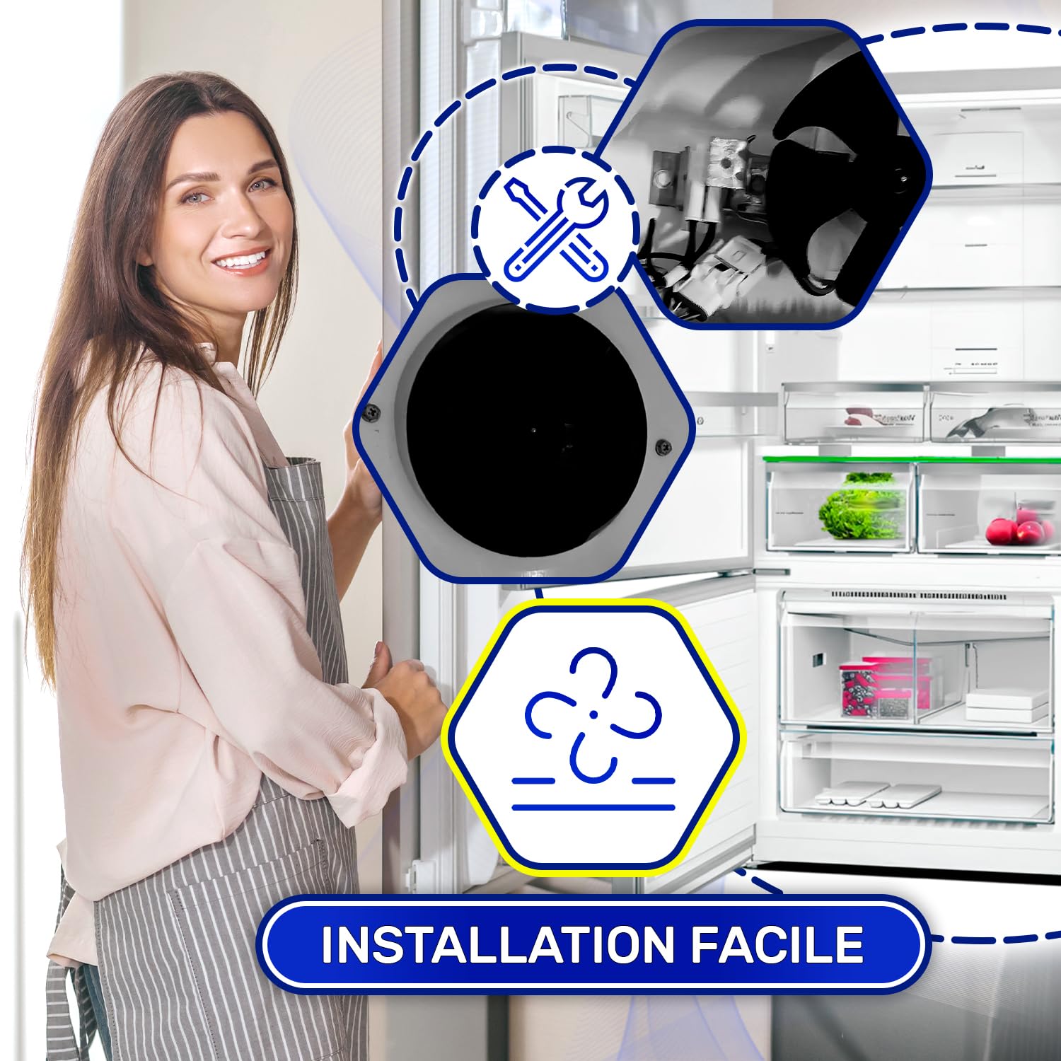 Ventilateur de Réfrigérateur et Frigo Congelateur 220V/240V avec Code Original C00378061 pour Indesit 481936170011 pour Whirlpool - Garantie de 10 Ans - MONTERAL