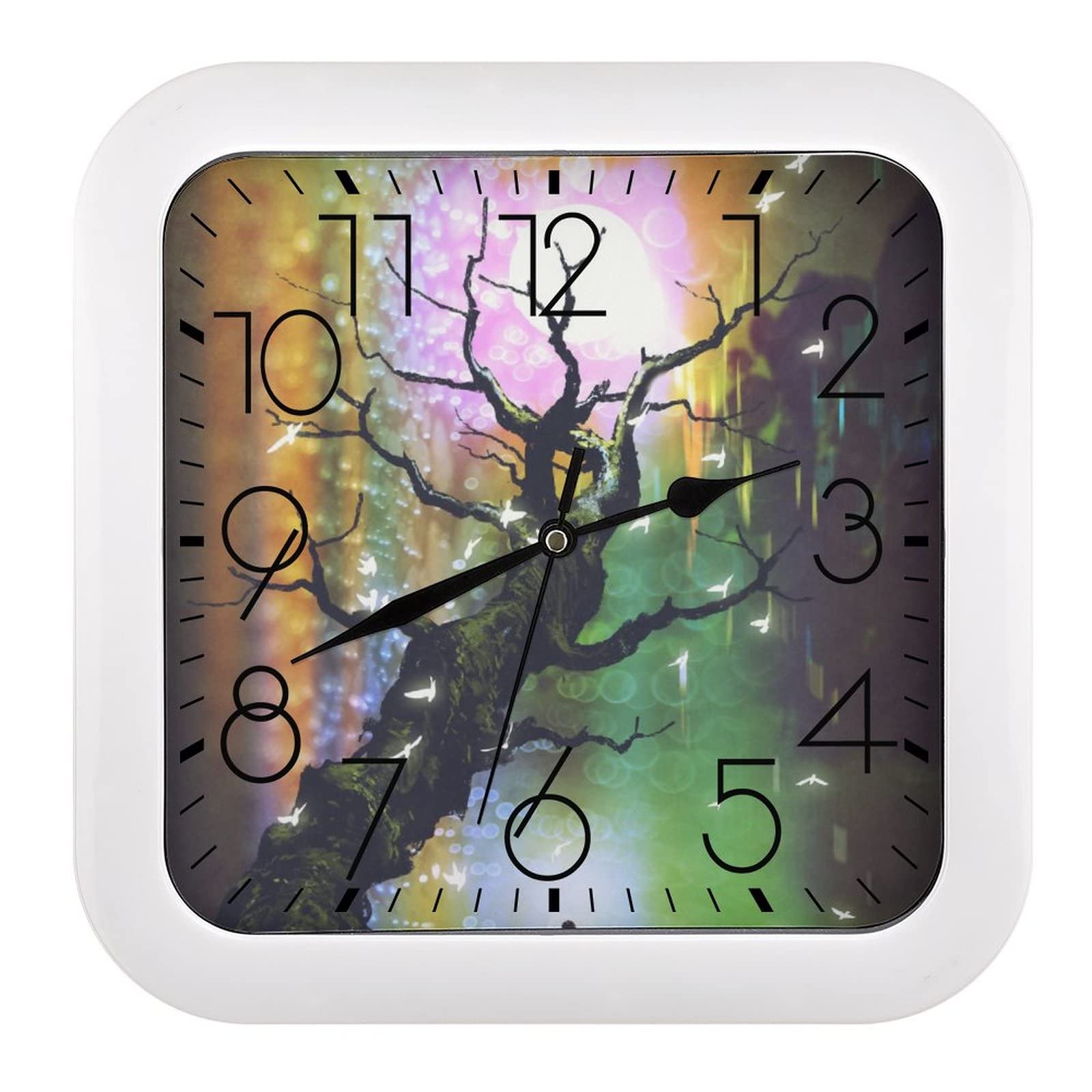 Pendule murale silencieuse 26x26 cm moderne au design Arbre Fantastique
