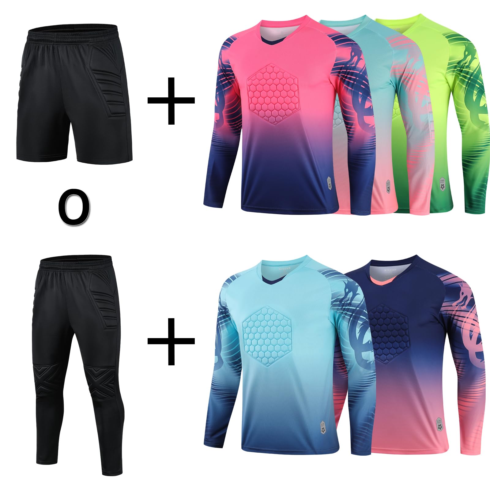 Maglia da Calcio Personalizzata Maniche Lunghe Maglia da Portiere Unisex - Bambini e Ragazzi Set di Maglie da Calcio