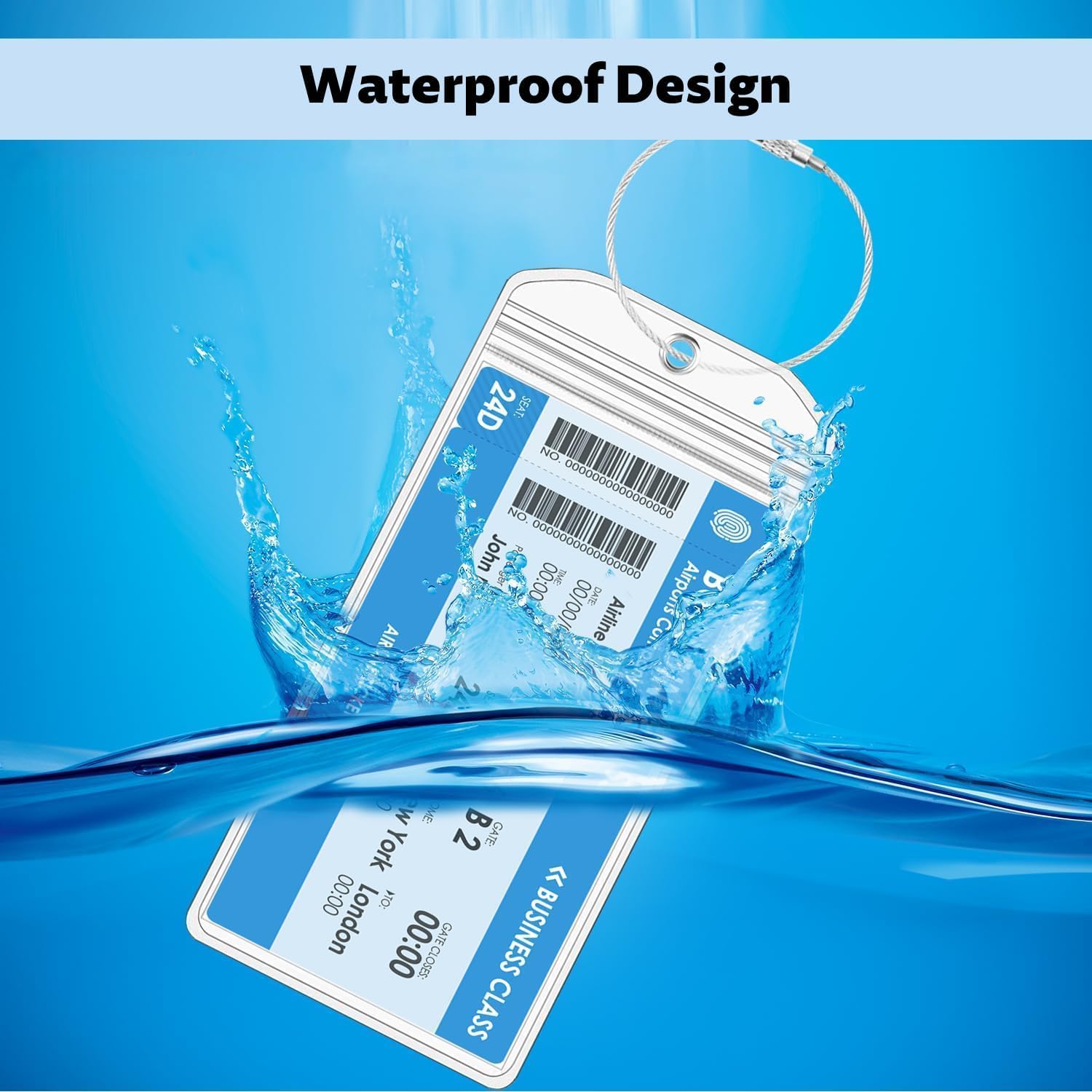 Accessoire Voyage Bateau Étiquettes Bagages Croisière Lammcou - PVC Transparent 19x11cm - Avec Anneaux Acier - Pour AIDA, MSC, TUI Identifiant Luggage Tag