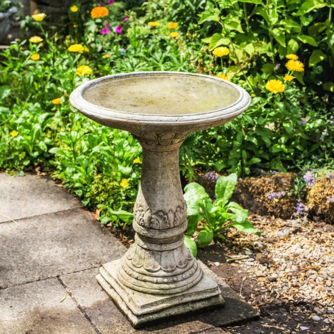 Stone Cast Garden Bird Bath with Stunning Sunflower Design BB30 65KGS