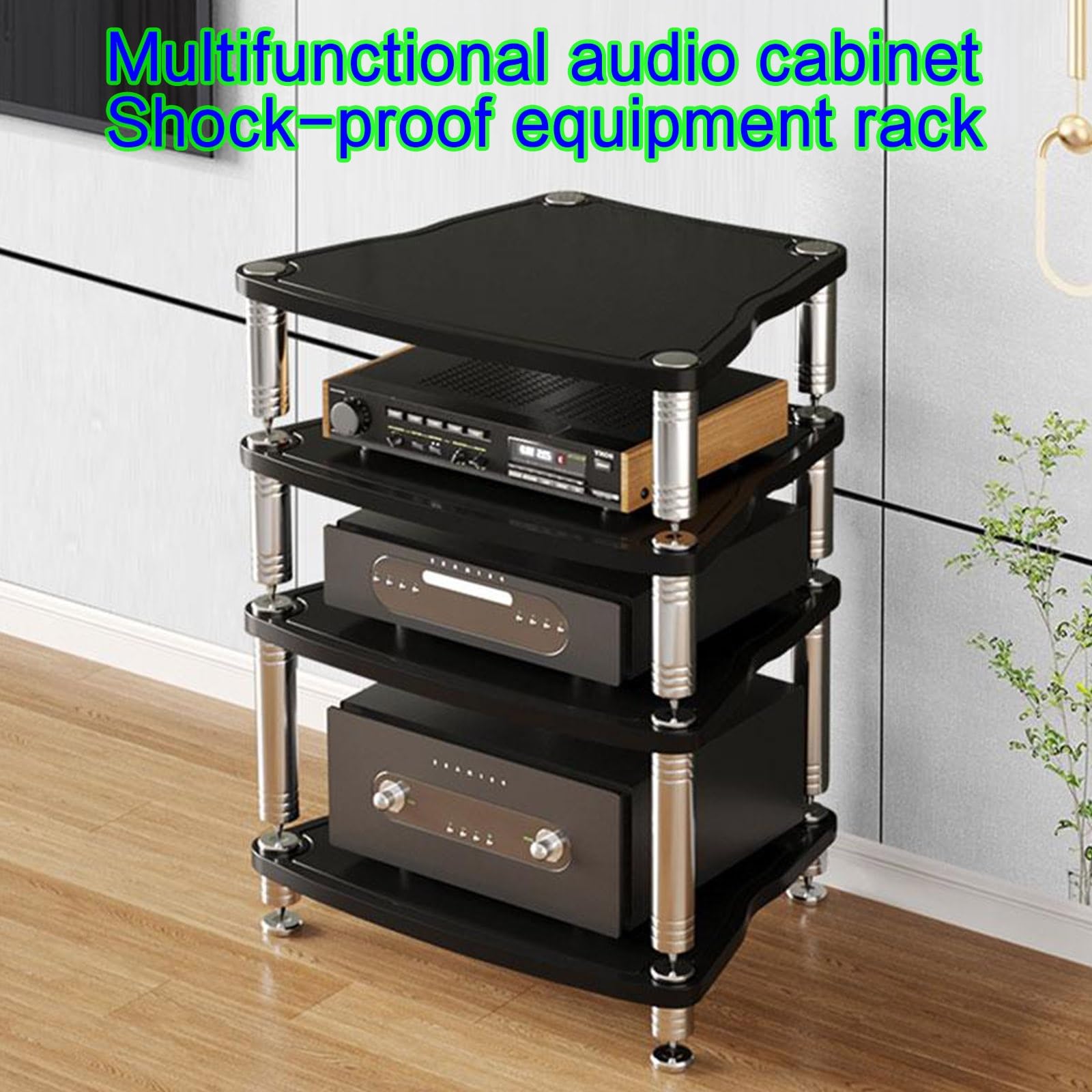 Mobile AV moderno – Mobile TV in noce scuro e torre portaoggetti per apparecchiature audio-video elegante centro di intrattenimento (165,1 x 139,7 cm) – spaziosa console multimediale per home theater