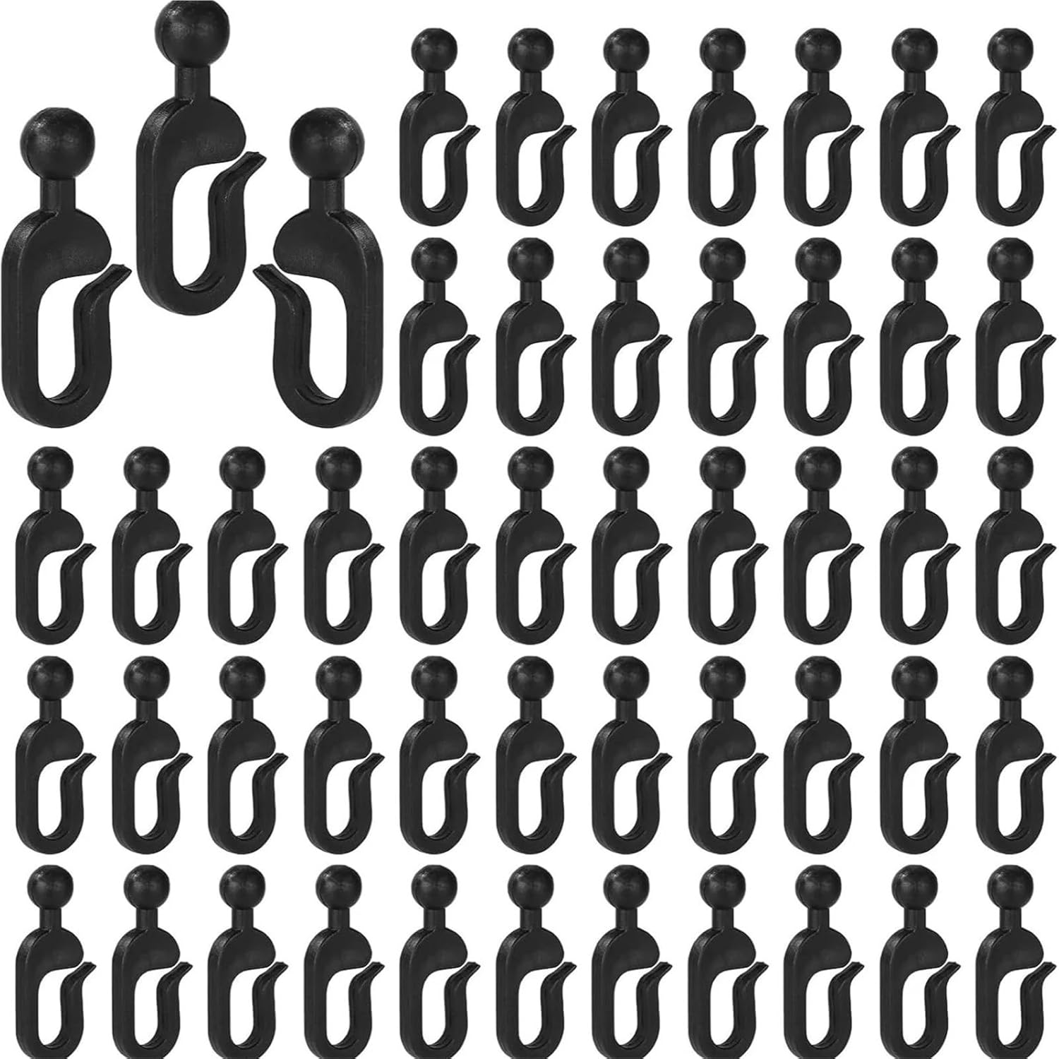 Gazebo Curtain Hooks 100pcs Plastic Hooks for Gazebo Curtains and Mosquito Netting Black Curtain Track Accessories for Outdoor Hotel