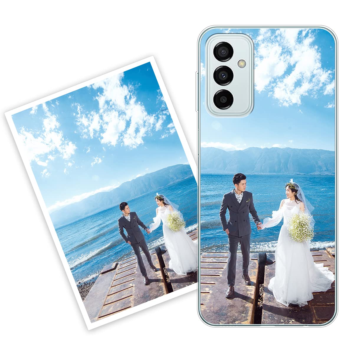 SunrivePersonalised Custom Case compatible with Samsung Galaxy A34 5G, Soft TPU Clear Shock Absorbing Customised Cover with your own photo, image, Picture, or text Make Your Own Case