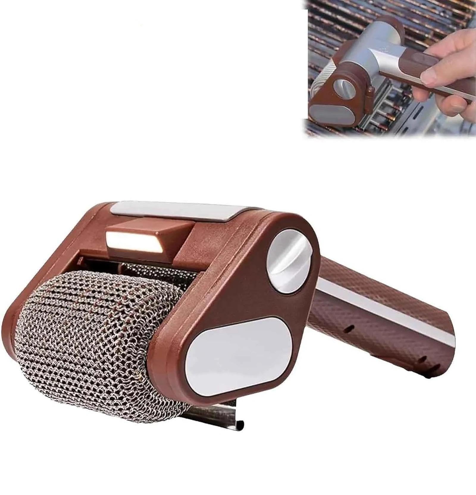 FBJAMZ Portable Electric Grill Cleaner,Stainless Steel Roller,Ideal for Outdoor & Kitchen Use, Cordless & Effortless Cleaning