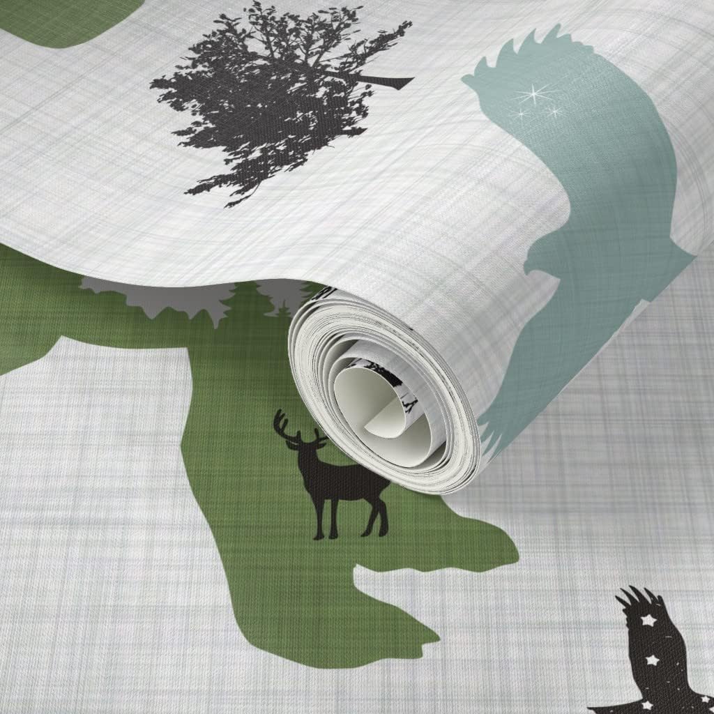 Peel & Stick Wallpaper Swatch - Arctic Woodland Animals Forest Alaska Mountains Adventure Bear Moose Custom Removable Wallpaper by Spoonflower