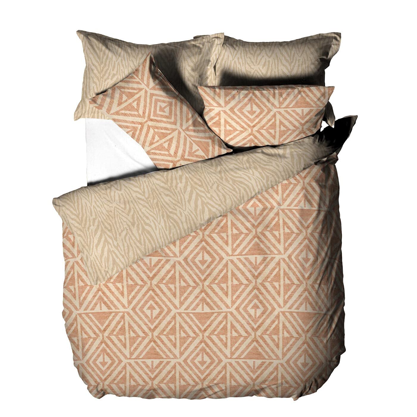 Furn. Tanza Global Geometric Reversible Duvet Cover SetSingleOrange from B&Q