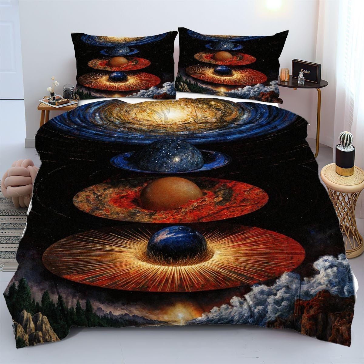 Housse de Couette 90x190 cm Boules Colorées en Microfibre pour Enfant