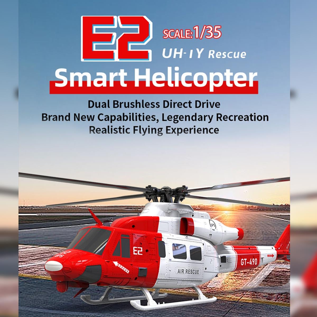 GOOSKY E2 UH-1Y helikopter RC, 2,4 G, 6 CH, zdalnie sterowany helikopter z lokalizacją Lidar, wojskowy helikopter, zabawka, prezent dla dorosłych – RTF
