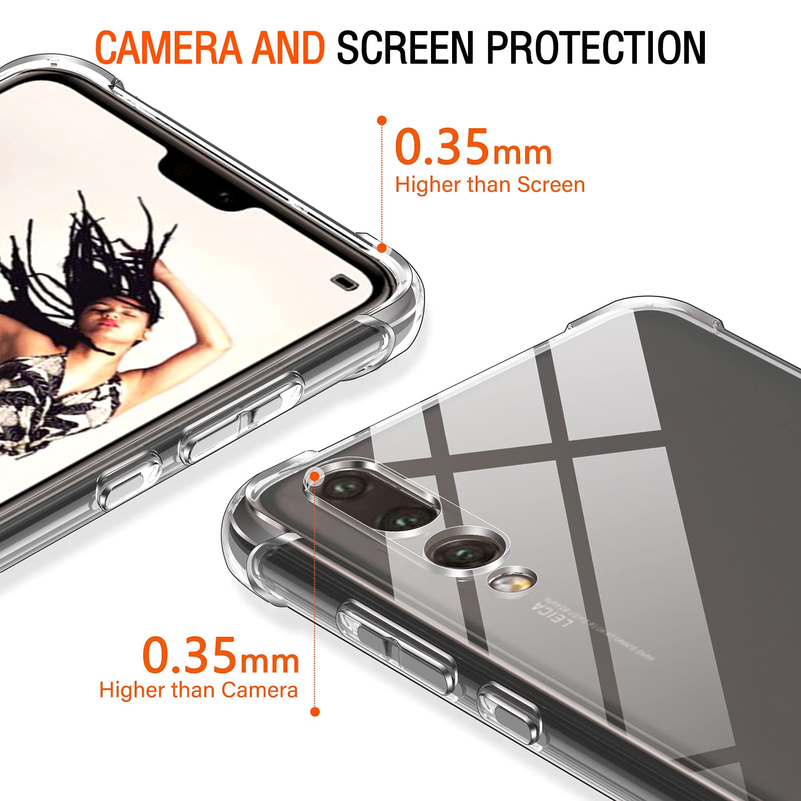Cover Trasparente IVoler Per Honor 20 Pro, Custodia In TPU Morbido Antiurto, Sottile, Paraurti Angoli Rinforzati, Bordi Rialzati