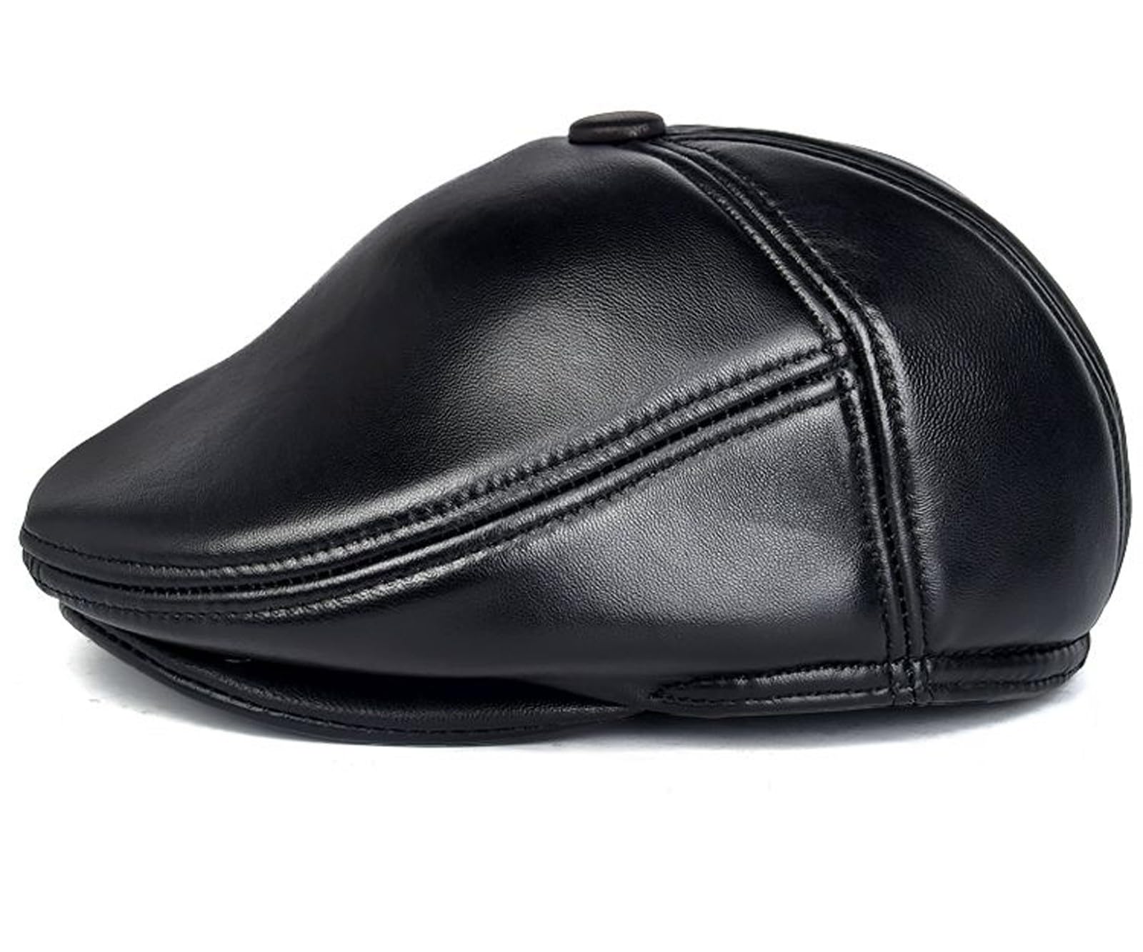 Cappello Classico da Uomo in Vera Pelle con Paraorecchie Reversibili, Ideale per Brevi Viaggi e Vacanze al Freddo(55-56cm(21.65-22 in))