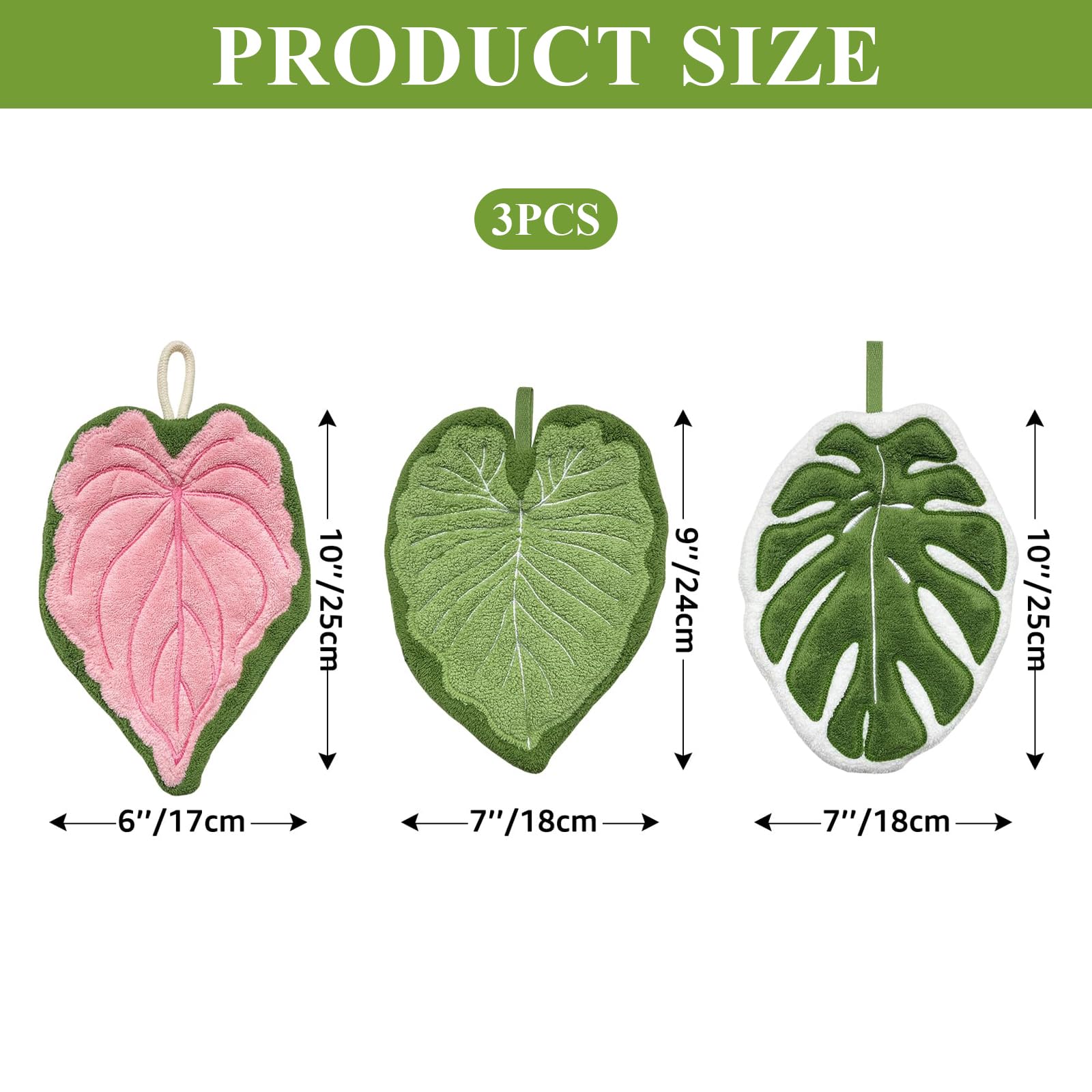 Kreative Tovaglioli da Mano Set da 3, Asciugamani da Cucina Appesi, Carino Coral in Pile con Motivo Tropicale, Assorbenti, Ad Asciugatura Veloce E Senza Peluc