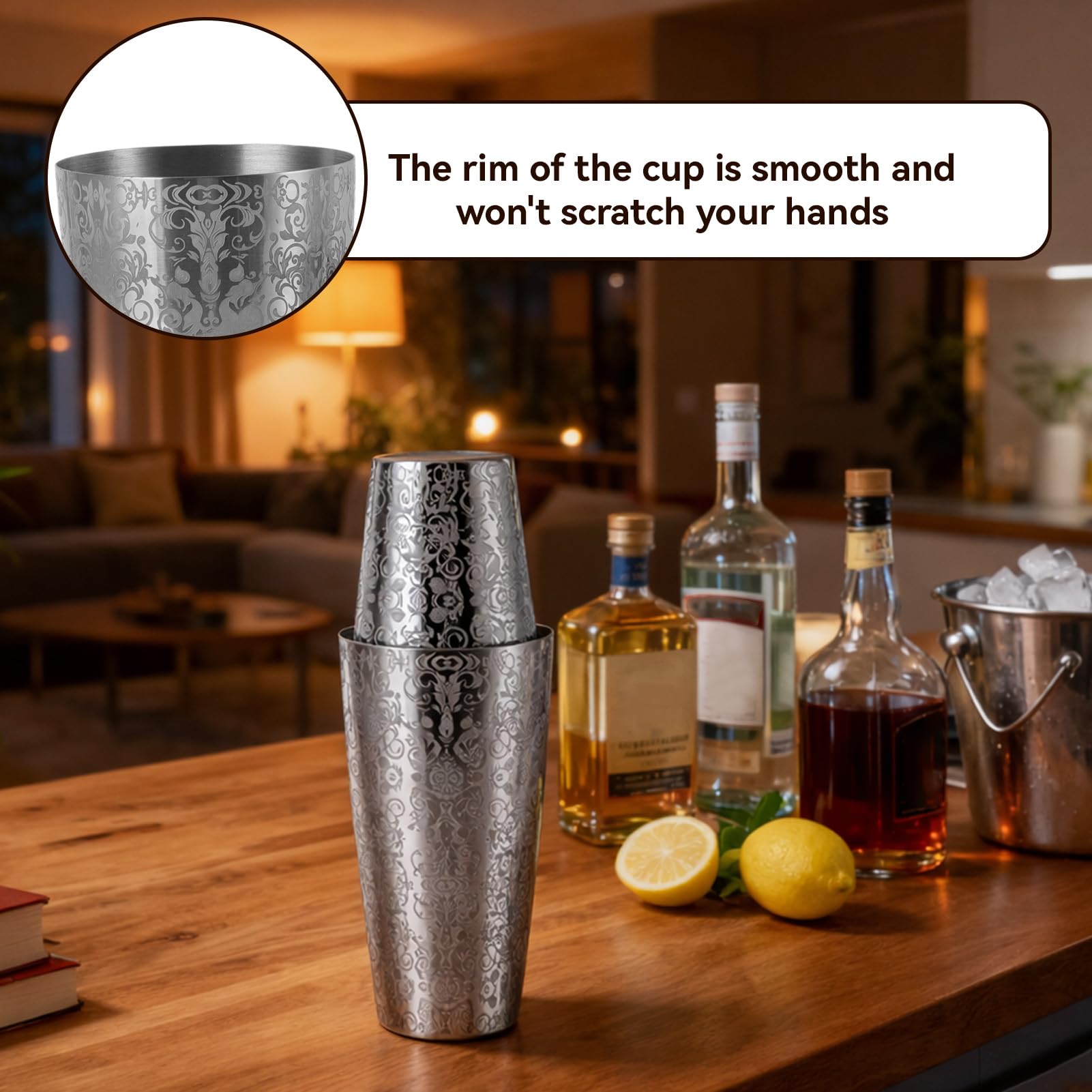 Shaker à Cocktail, Shaker Cocktail, Cocktail Shaker Kit en Acier Inoxydable, Deux Shakers en inox, Shaker à Cocktails Boston,Shaker Boston En Acier Inoxydable Gravé Pour Barman Et Bar à la Maison(#1)