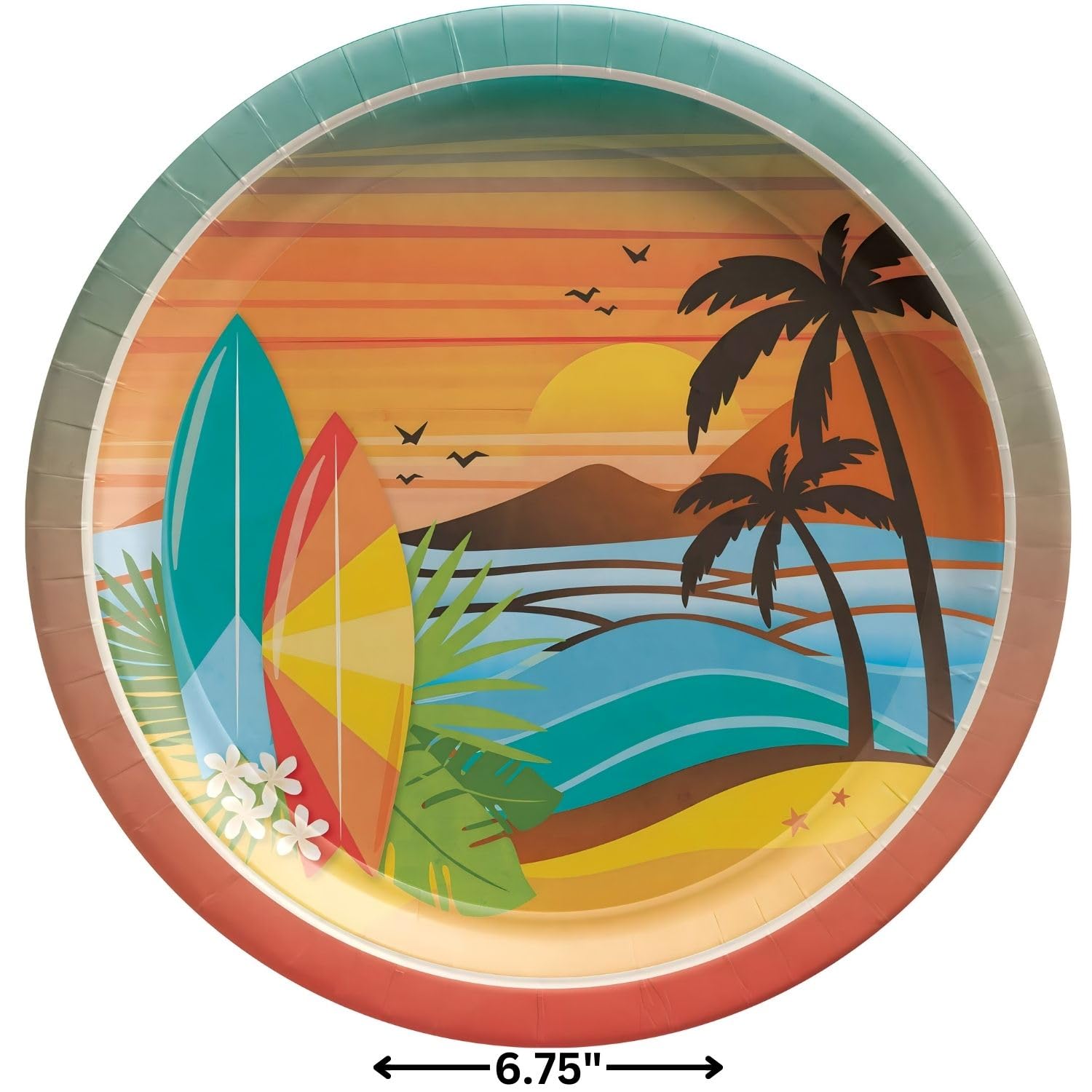 Amscan Atemberaubende Strand-inspirierte bedruckte Design-Pappteller, perfekt für Abschlussfeiern, 17,1 cm, mehrfarbig