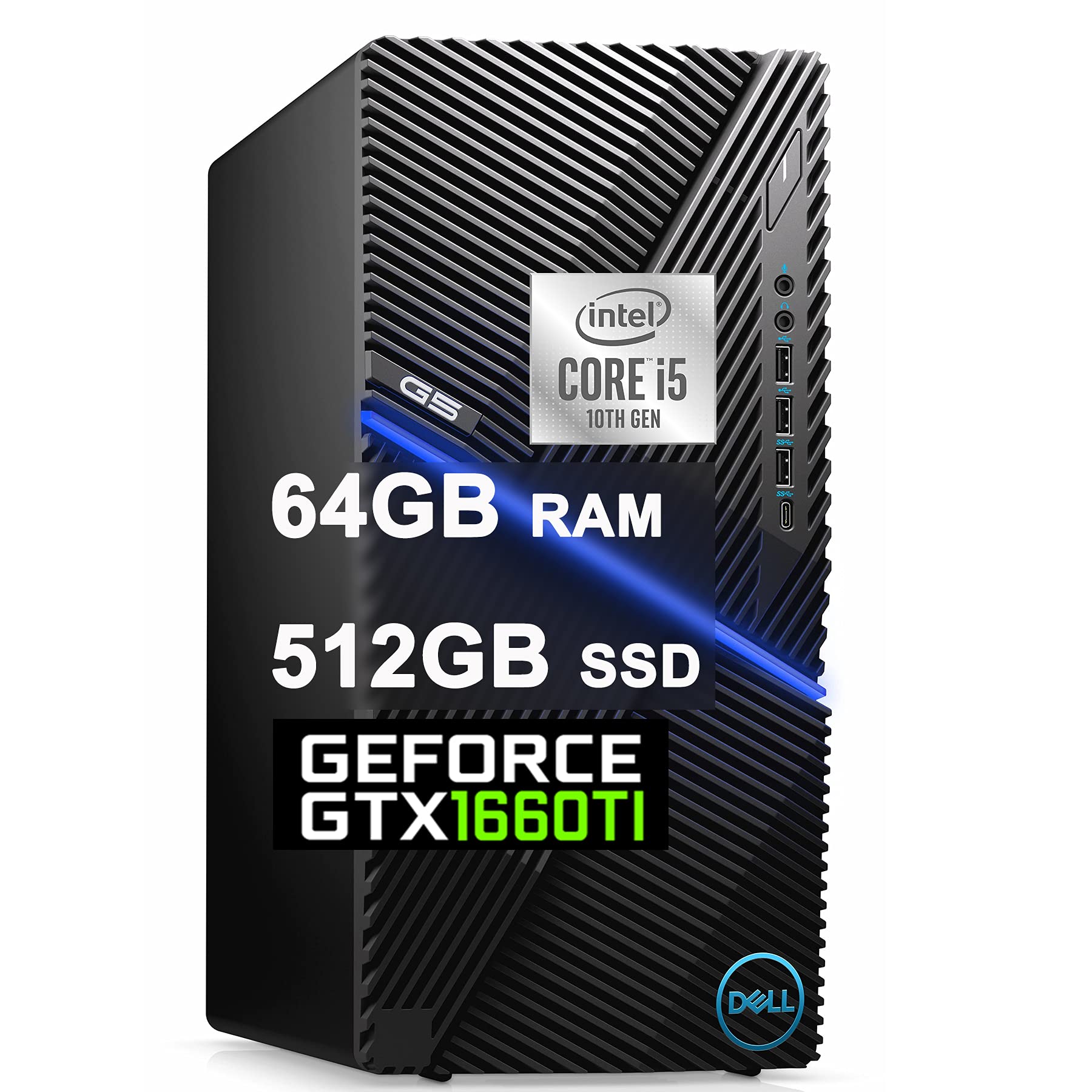 Dell Premium G5 5090 Gaming Desktop Computer 10th Gen Intel Hexa-Core i5-10400F (Beats i7-8700T) 64G