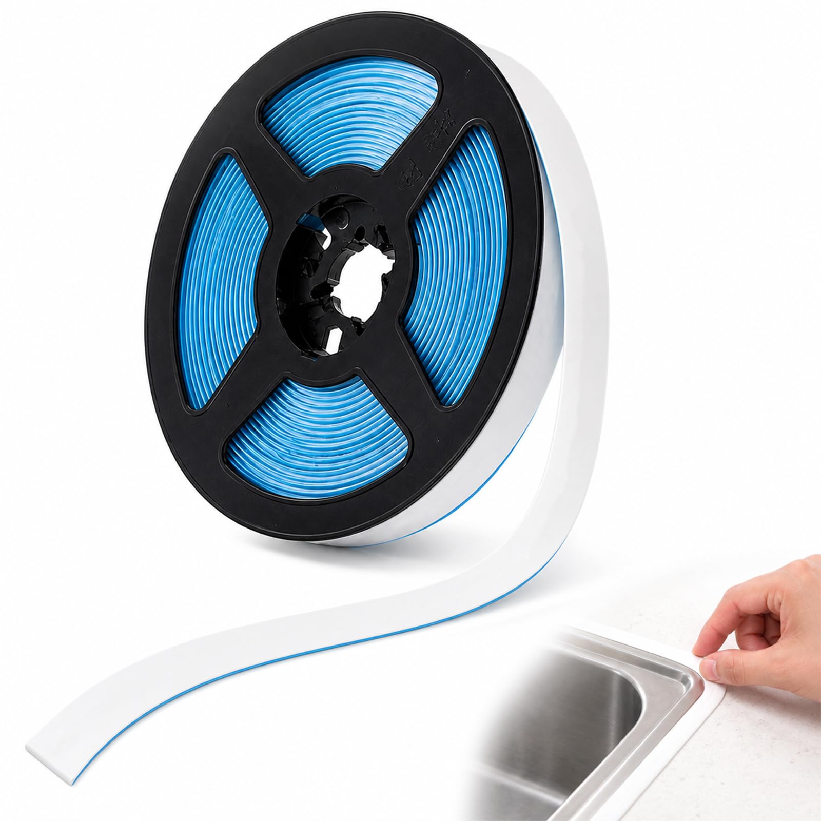 6M Self Adhesive Caulk Strip – Waterproof Bathroom Sealant Tape & Mildew Proof Caulking Tape – Strong Adhesion White PVC Sealing Strip for Kitchen Sink, Bathtub, Toilet, Wall Corner & Countertop Edge