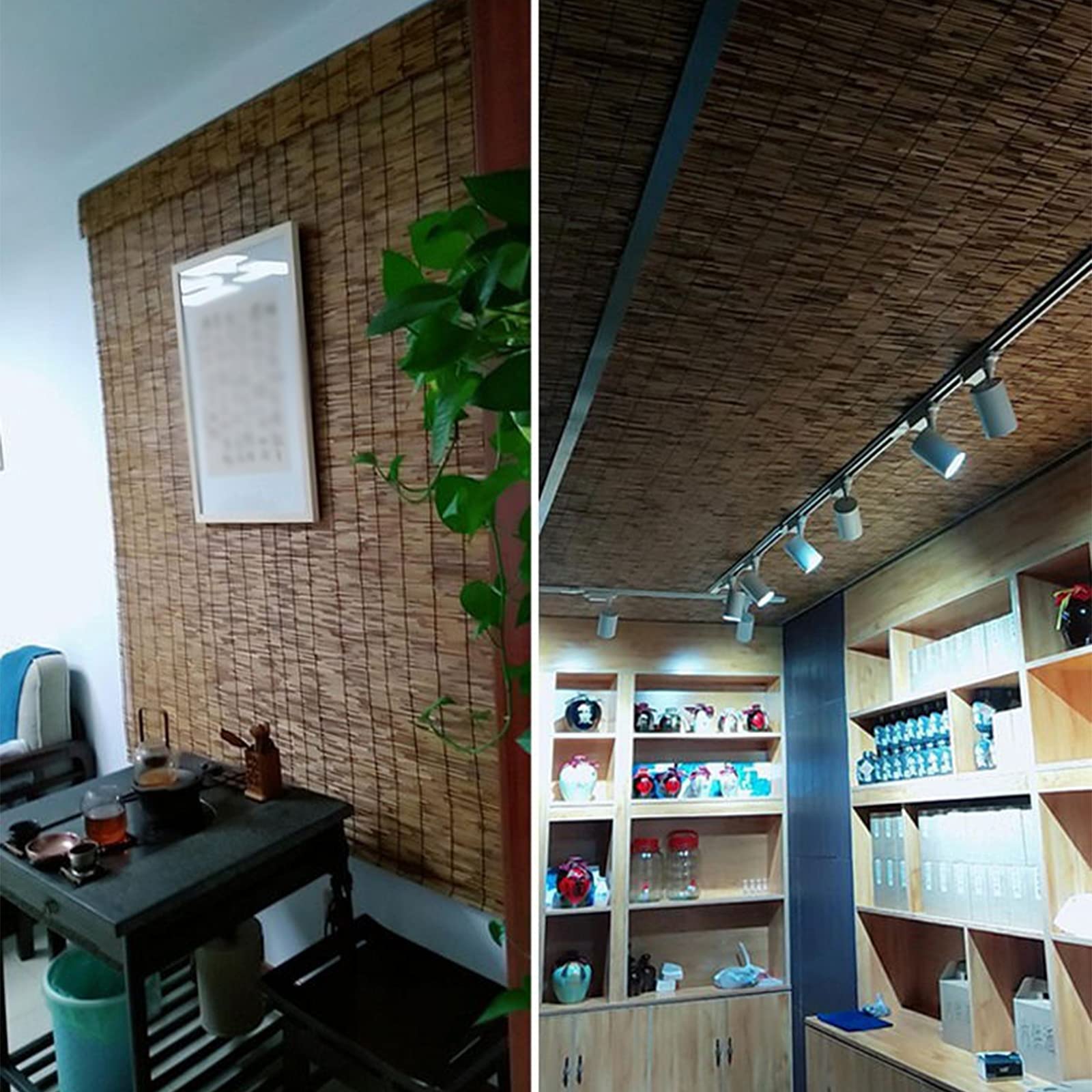 Żaluzja rzymska, lekkie żaluzje filtrujące, zasłona trzcinowa, rolety bambusowe, rolety na zewnątrz/patio, oddychające, wodoodporne, ręcznie tkane żaluzje, 130 x 210 cm