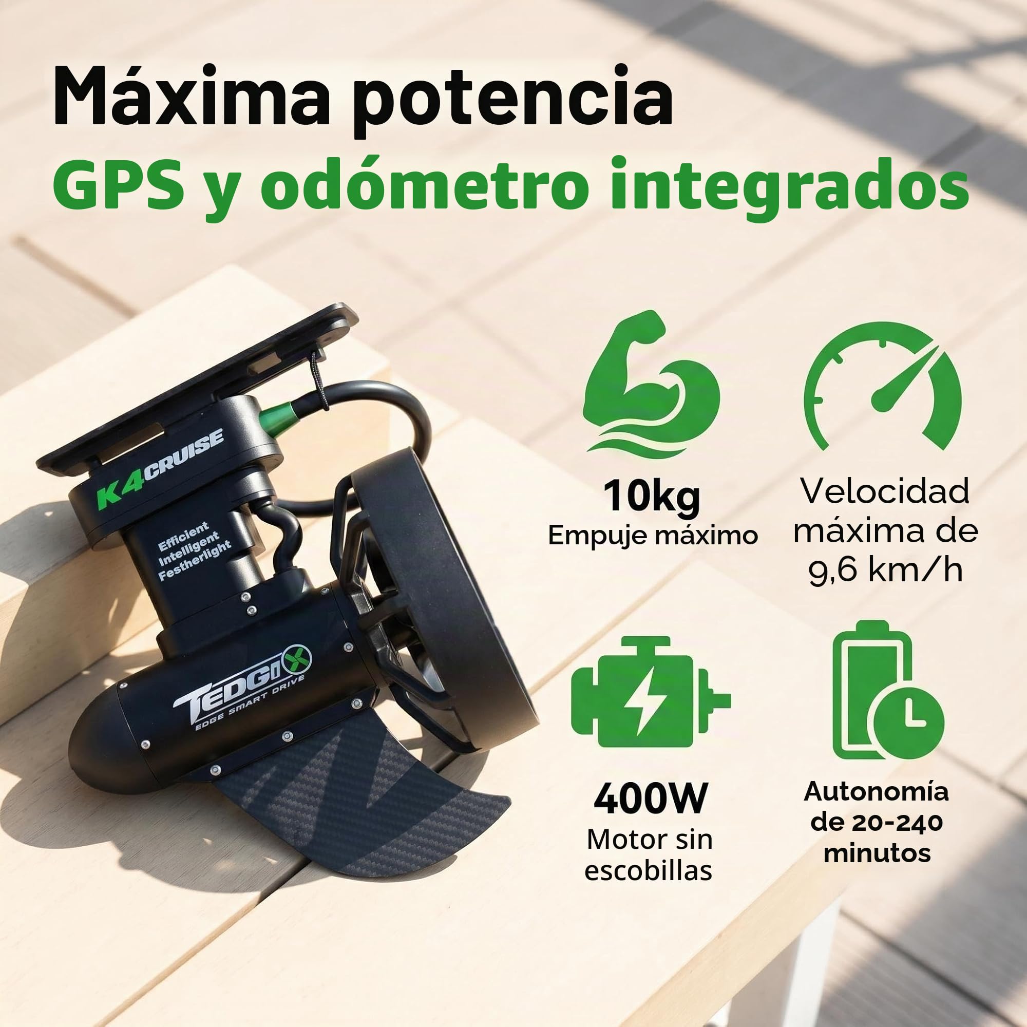 Camolech Motor Eléctrico para Tabla de Remo K4C, Motor SUP Sin Escobillas 450W con Control Remoto, Aleta Eléctrica Ligera 1535 g para Kayak (Sin Batería)