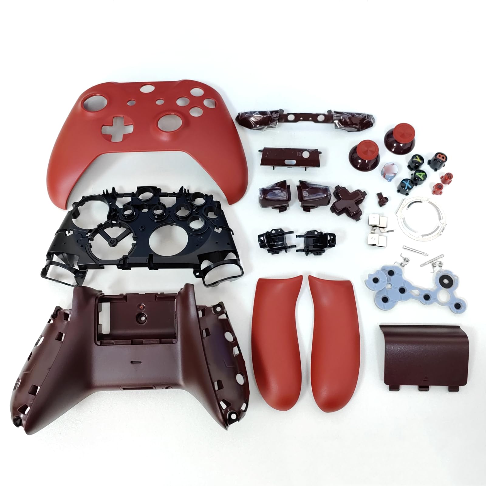 Hzxkqmil Kit de Carcasa Completa de Repuesto para Xbox One S/X Controller (Modelo 1708), Estuche de Bricolaje Cubierta Frontal Placas Traseras Rieles Laterales Botones Accesorios, Rojo
