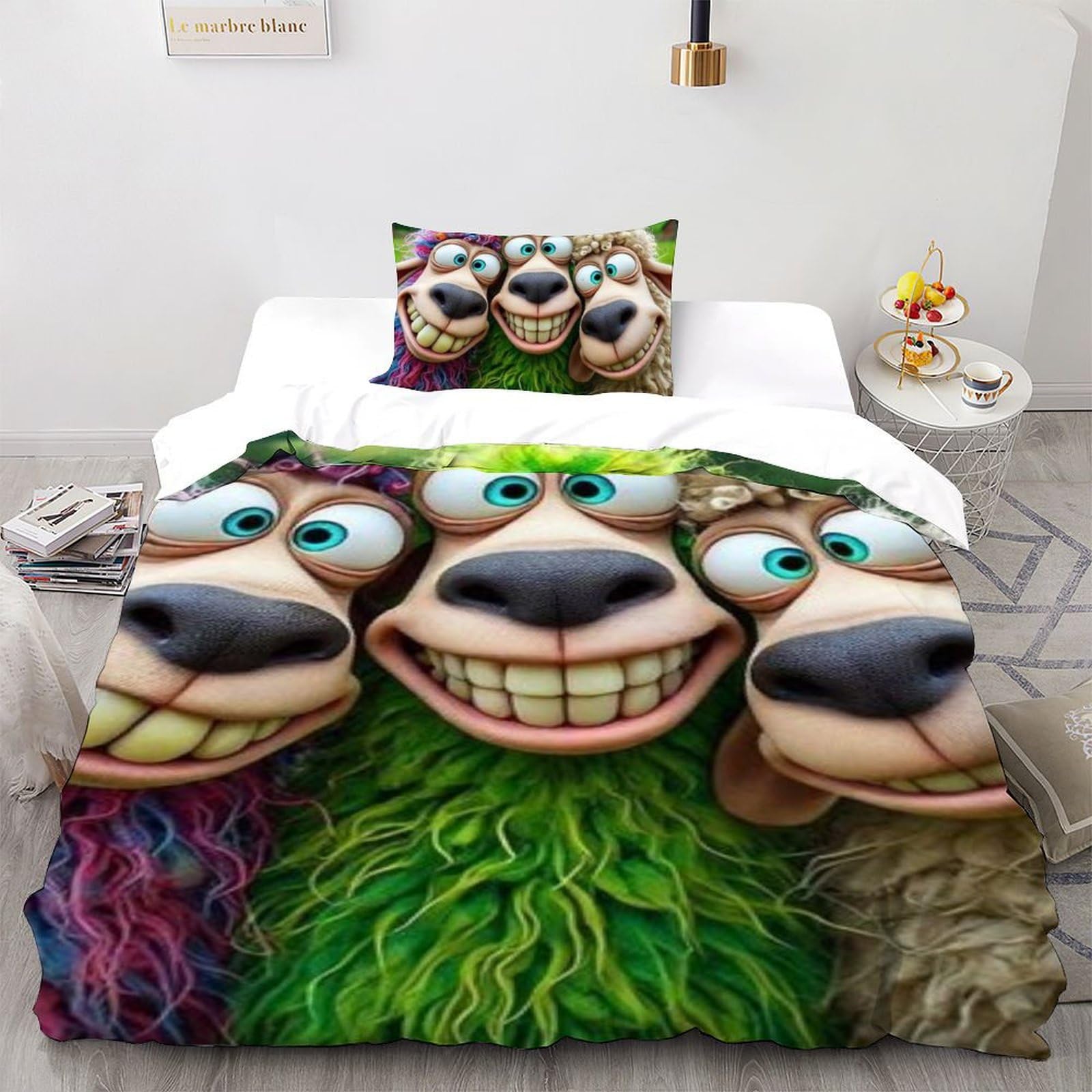 Housse de couette enfants animaux Frère Mouton coloré douce