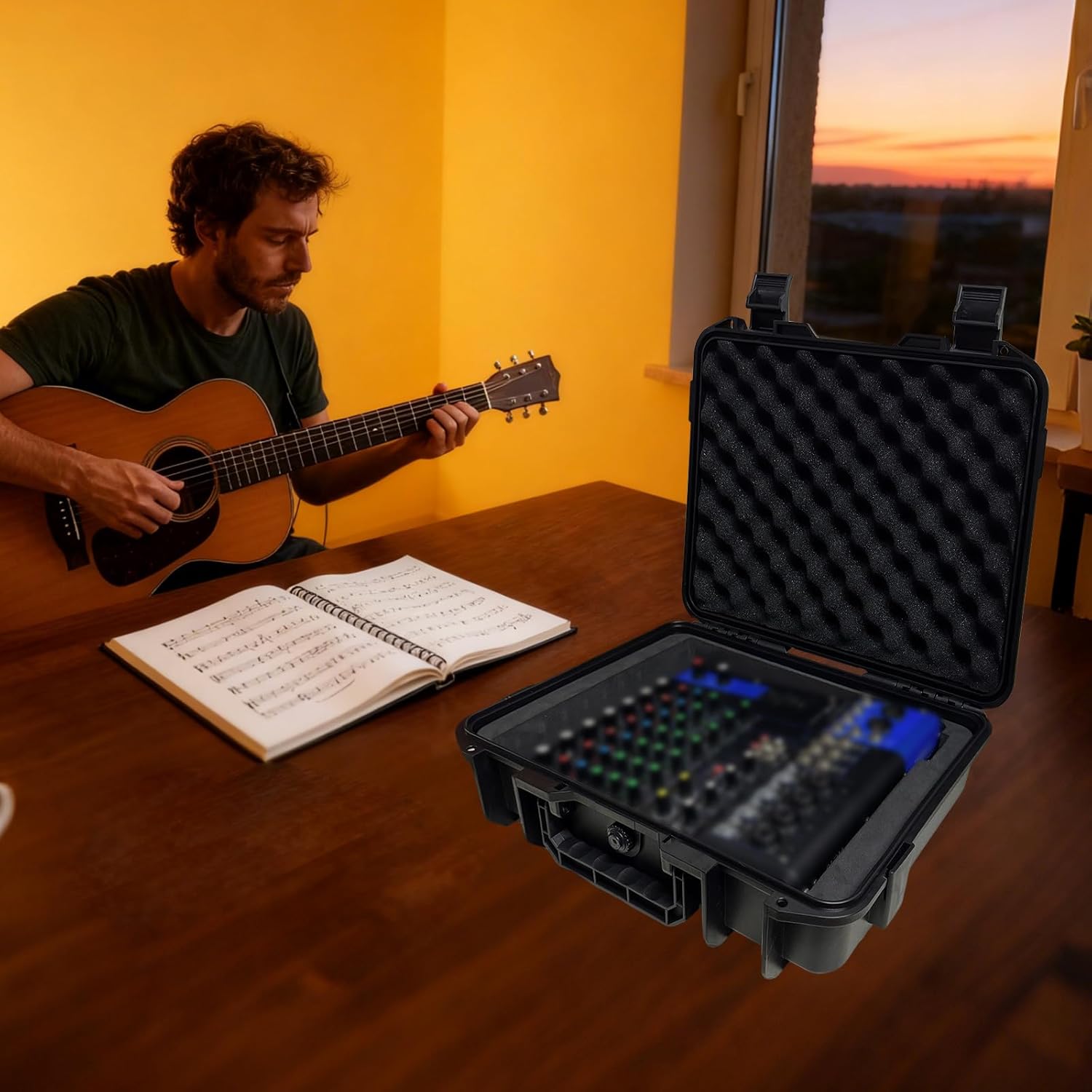 Mixer Hard Case for YAMAHA MG10XU/ MG10 10-Input Stereo Mixer/ MG06 Hard Shell Carrying Storage Case Equipped with Comfort Handle with Customizable Foam - Image 6