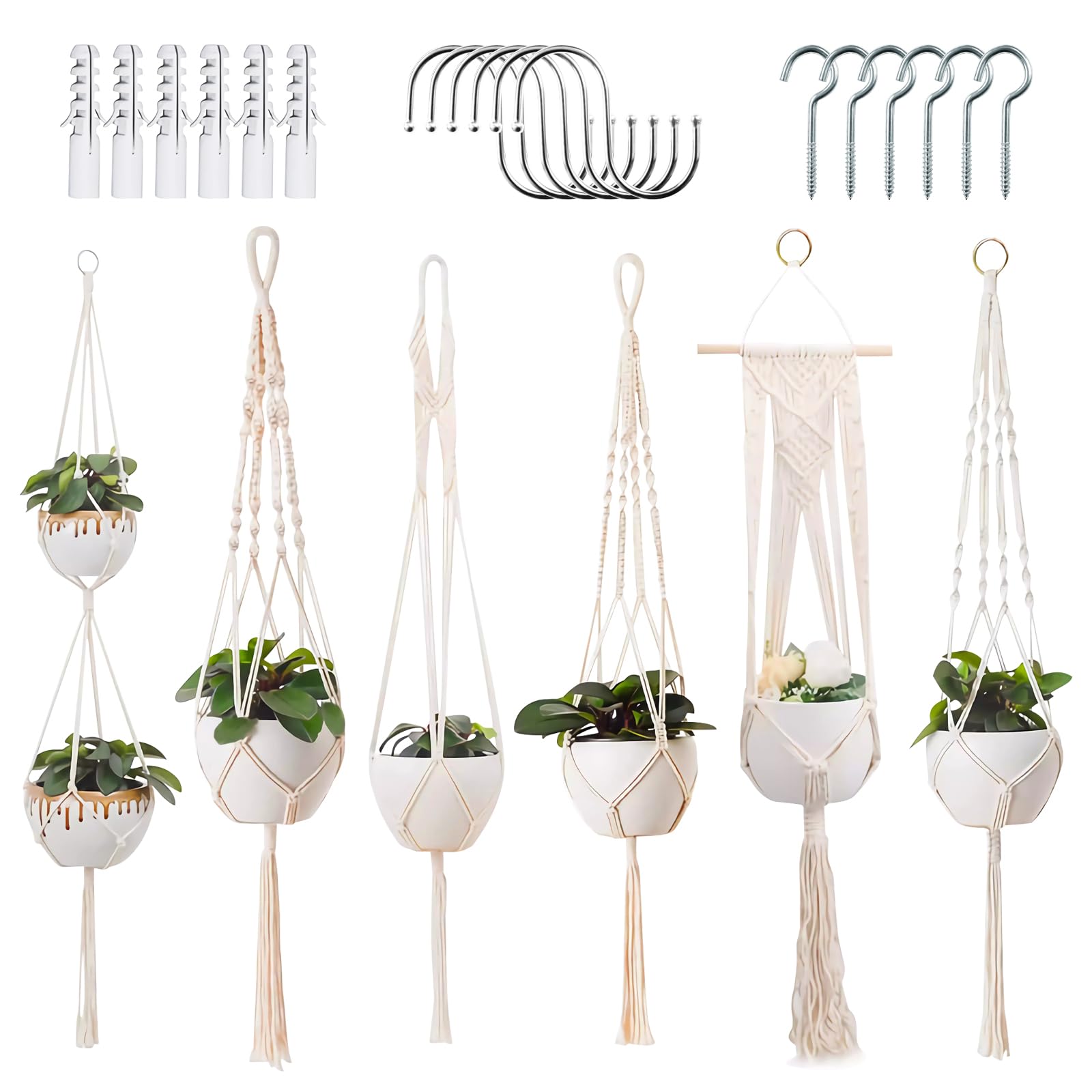 Casbomy 6 Set Macrame Plant Hangers, 43