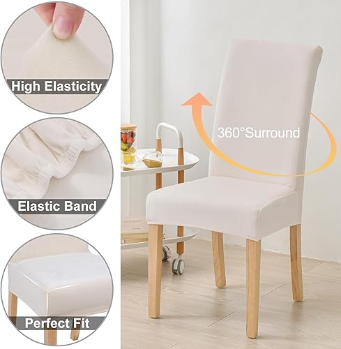 Miniatura 4 de smiry - Fundas para sillas de comedor de terciopelo elástico y suave, extraíbles, Terciopelo, Dawn