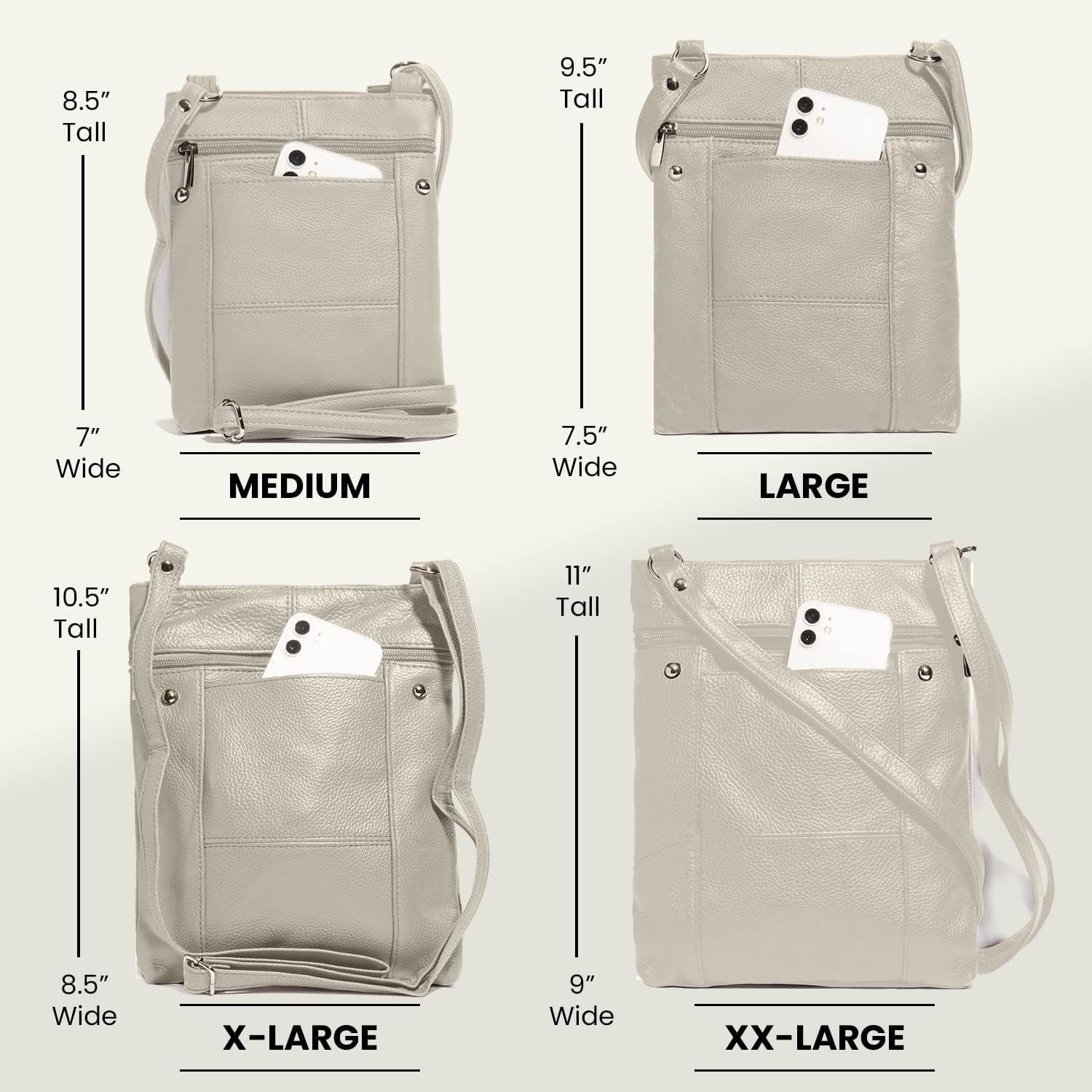 TOVOSO Crossbody Bag for Women, Genuine Leather Multi-Pocket Purse with Adjustable Strap, RFID Protection, Built-In Wallet