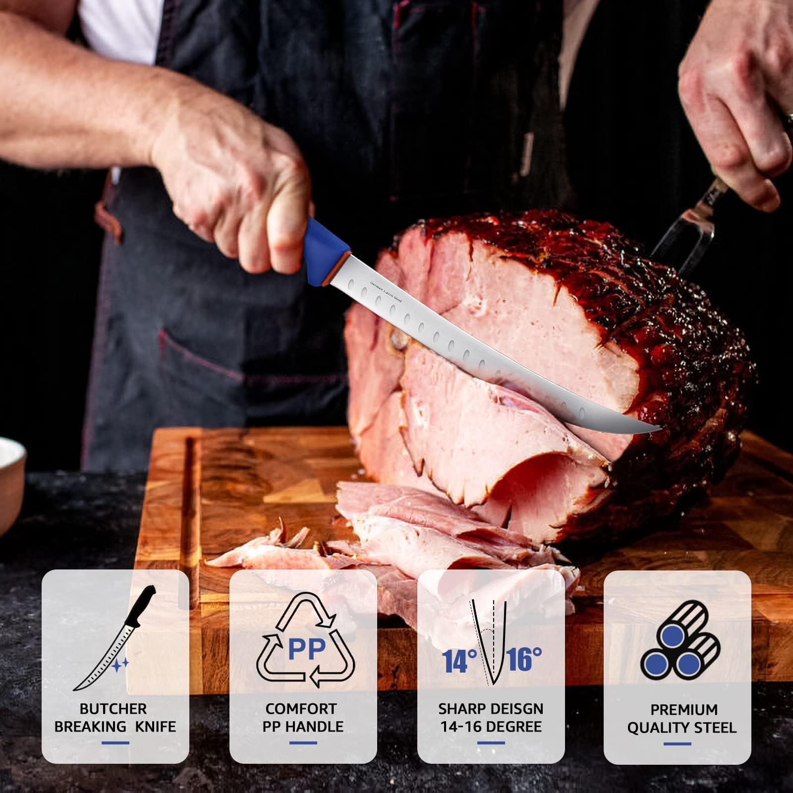 DRAGON RIOT Cuchillo chef profesional, cuchillo deshuesador, cuchillo jamonero para cortar carne