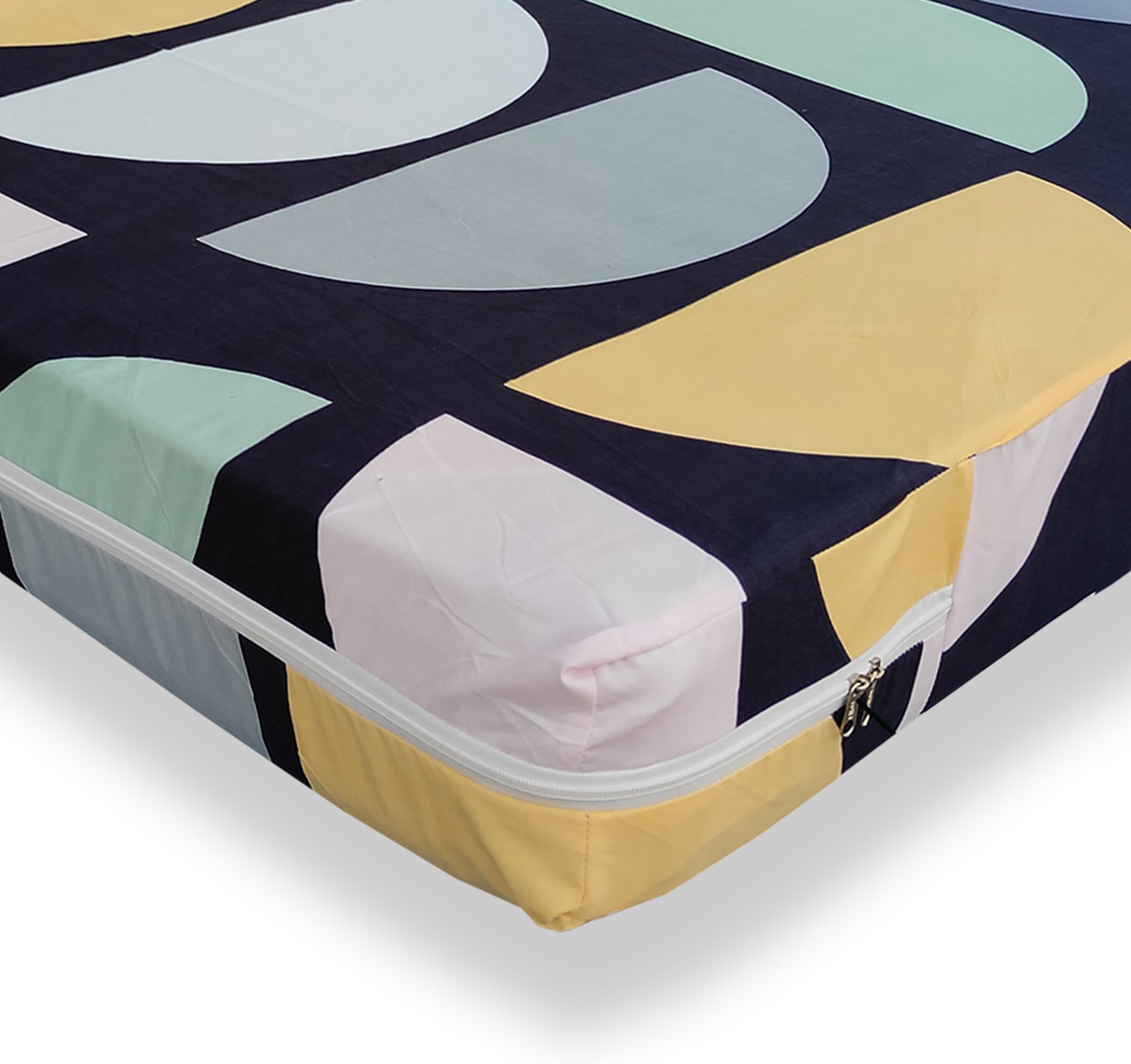 WELLFIT® Premium Glace Cotton 250 TC Mattress Cover/Protector for Double Size Bed with Zip/Chain/4×6 ft / 48×72×5 inch