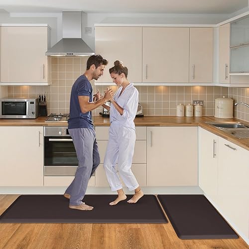 Miniatura 68 de HappyTrends Tapete de cocina [2 piezas] acolchado, cómodo, antifatiga, impermeable, antideslizante, tapete de espuma ergonómica gruesa y perfecta