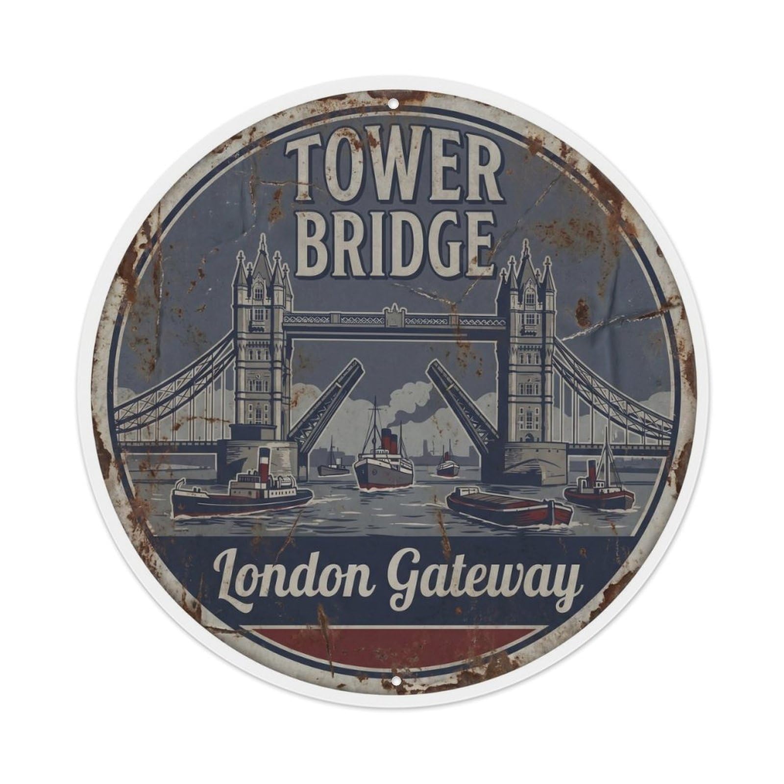 Fqnyr Style Vintage Travel Tower Bridge London 3 Metal Tin Sign